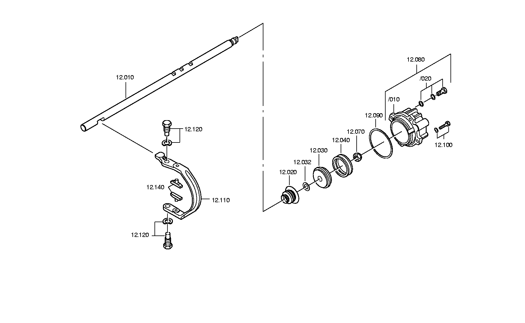 Technical drawing of IVECO 5001843642 CYLINDER with dimensions and layout