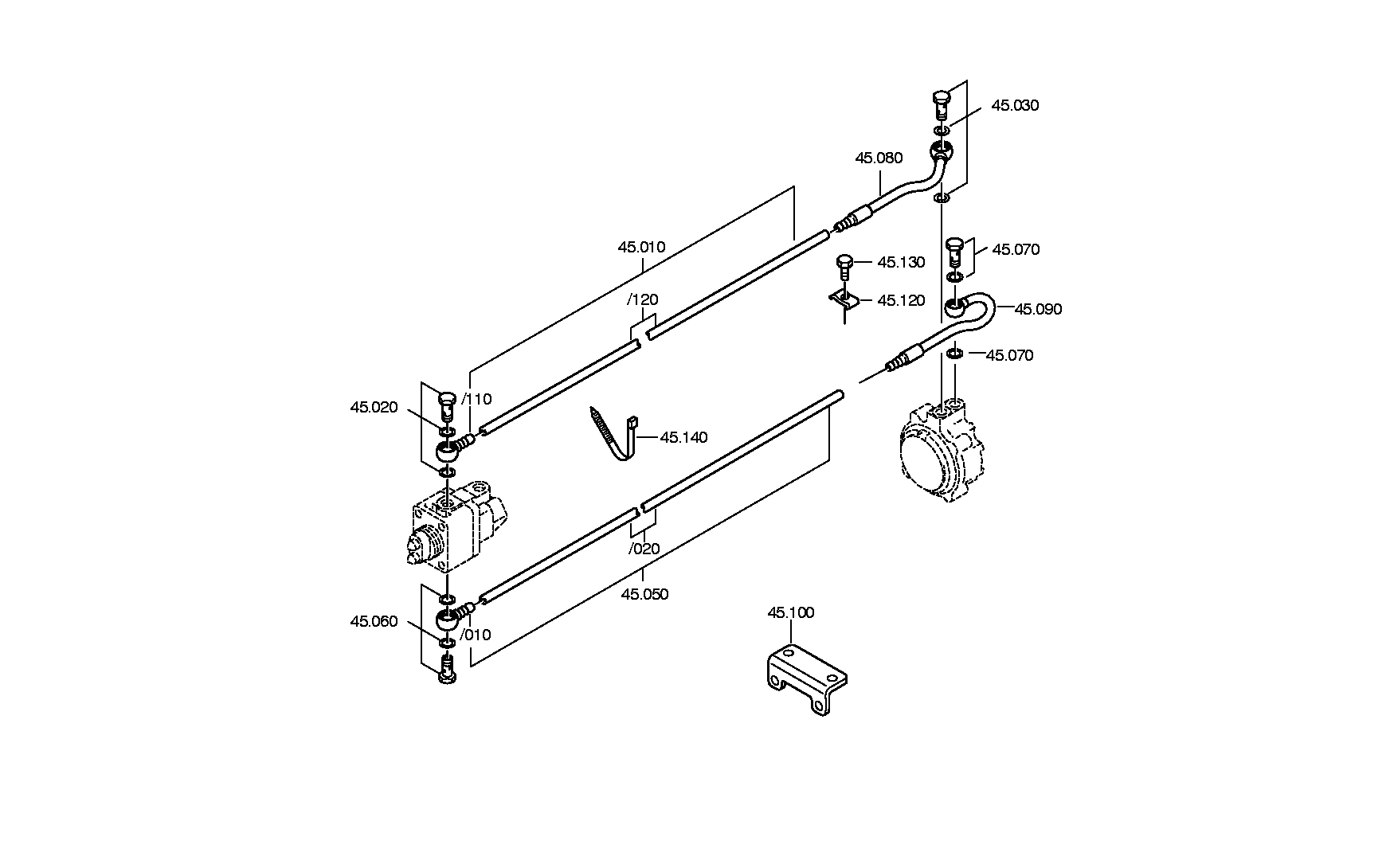 Technical drawing of IVECO 5001855507 PIPE with dimensions and layout