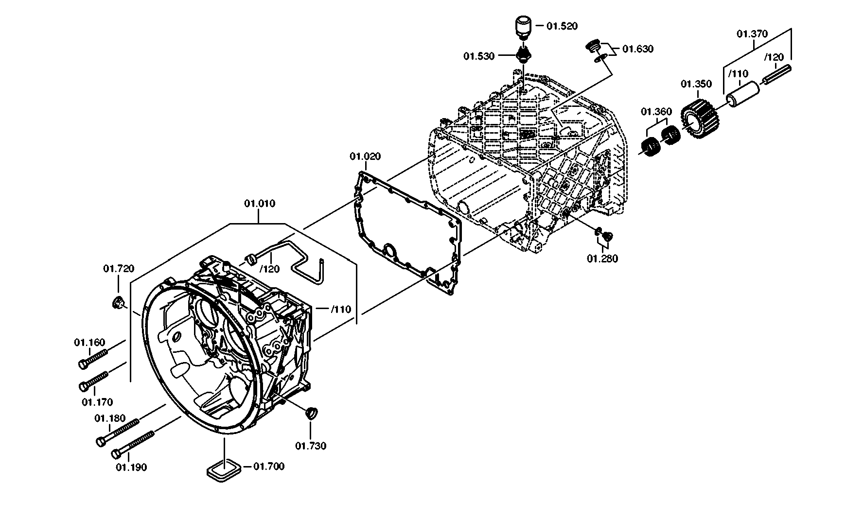 drawing for Hyundai Construction Equipment QZ1316201142 - CLUTCH HOUSING