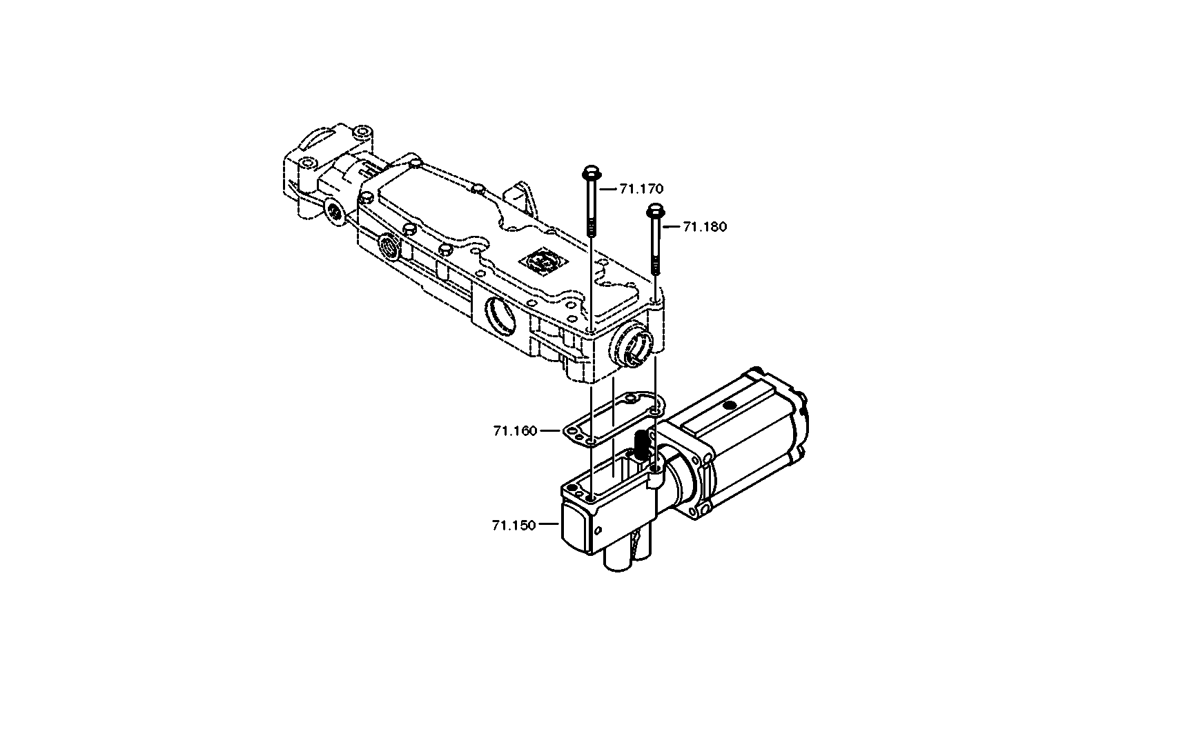 Technical drawing of DAF 1427141 PNEUM.SERVOUNIT with dimensions and layout