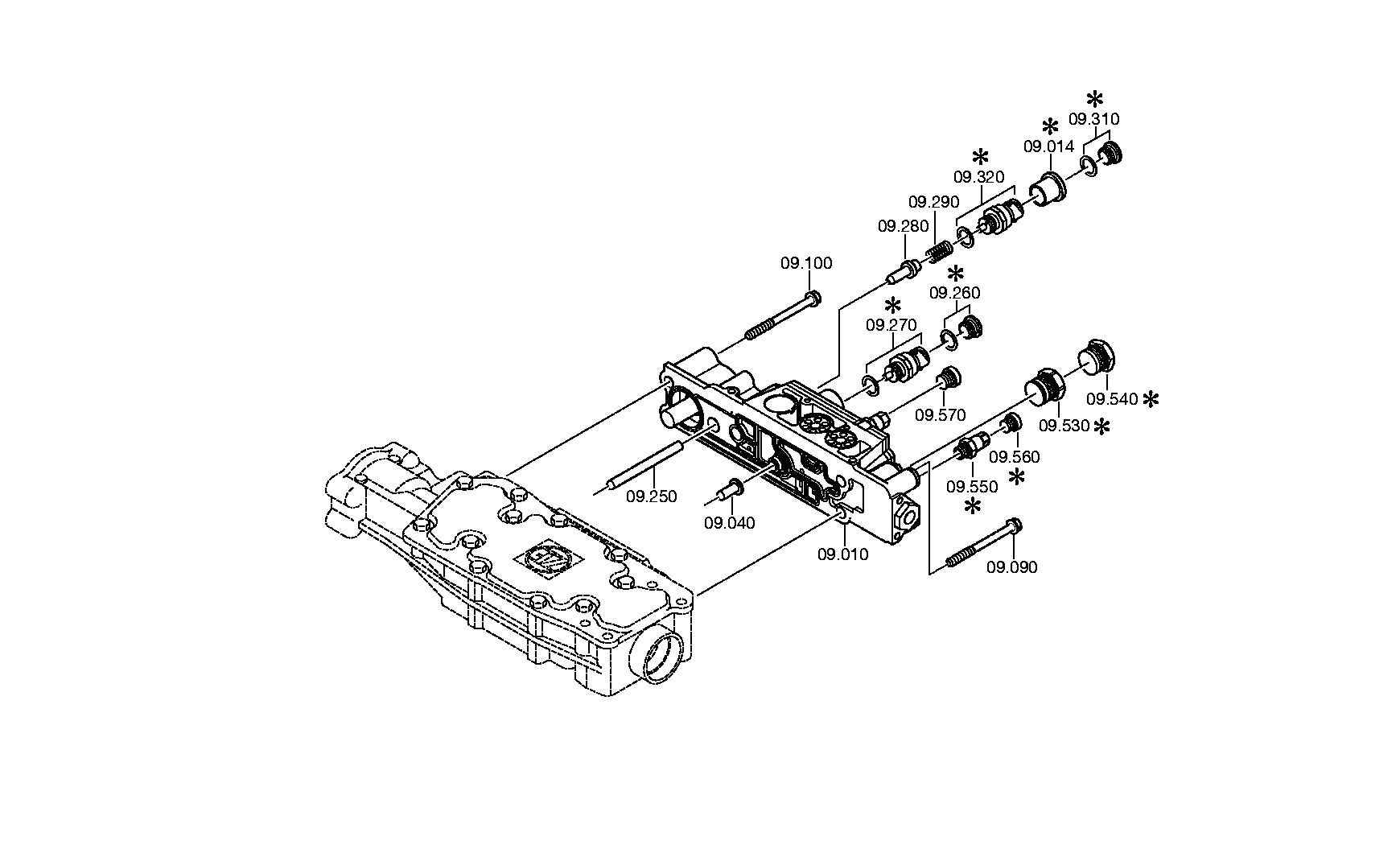 Technical drawing of DAF 1812080 VALVE BLOCK with dimensions and layout (figure 2)