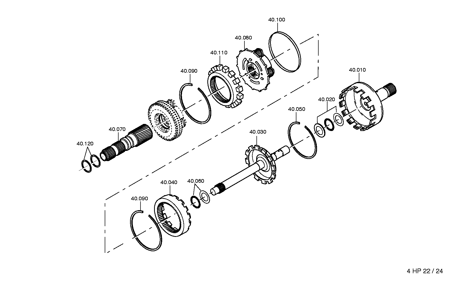 drawing for JAGUAR CARS LTD. RTC5182 - SUN GEAR SHAFT