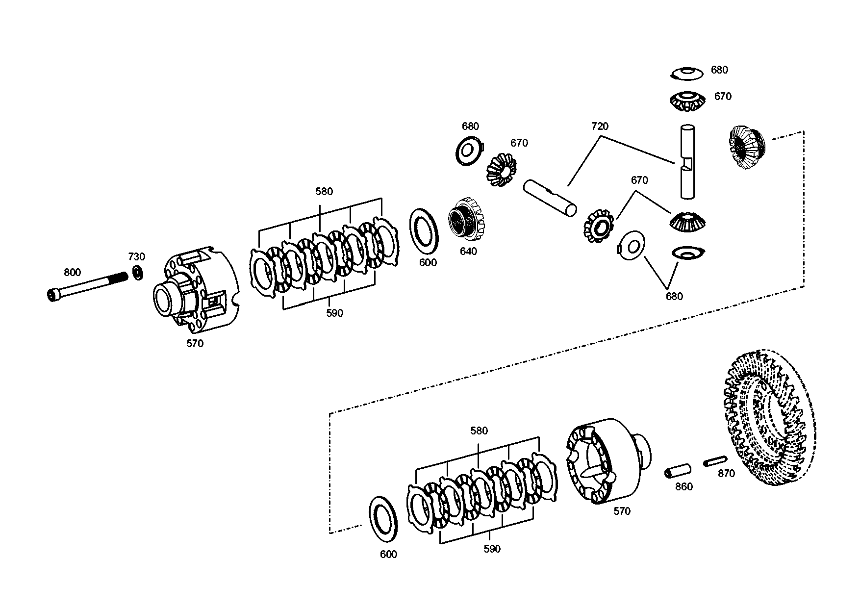 drawing for MAFI Transport-Systeme GmbH 081371 - DIFFERENTIAL AXLE