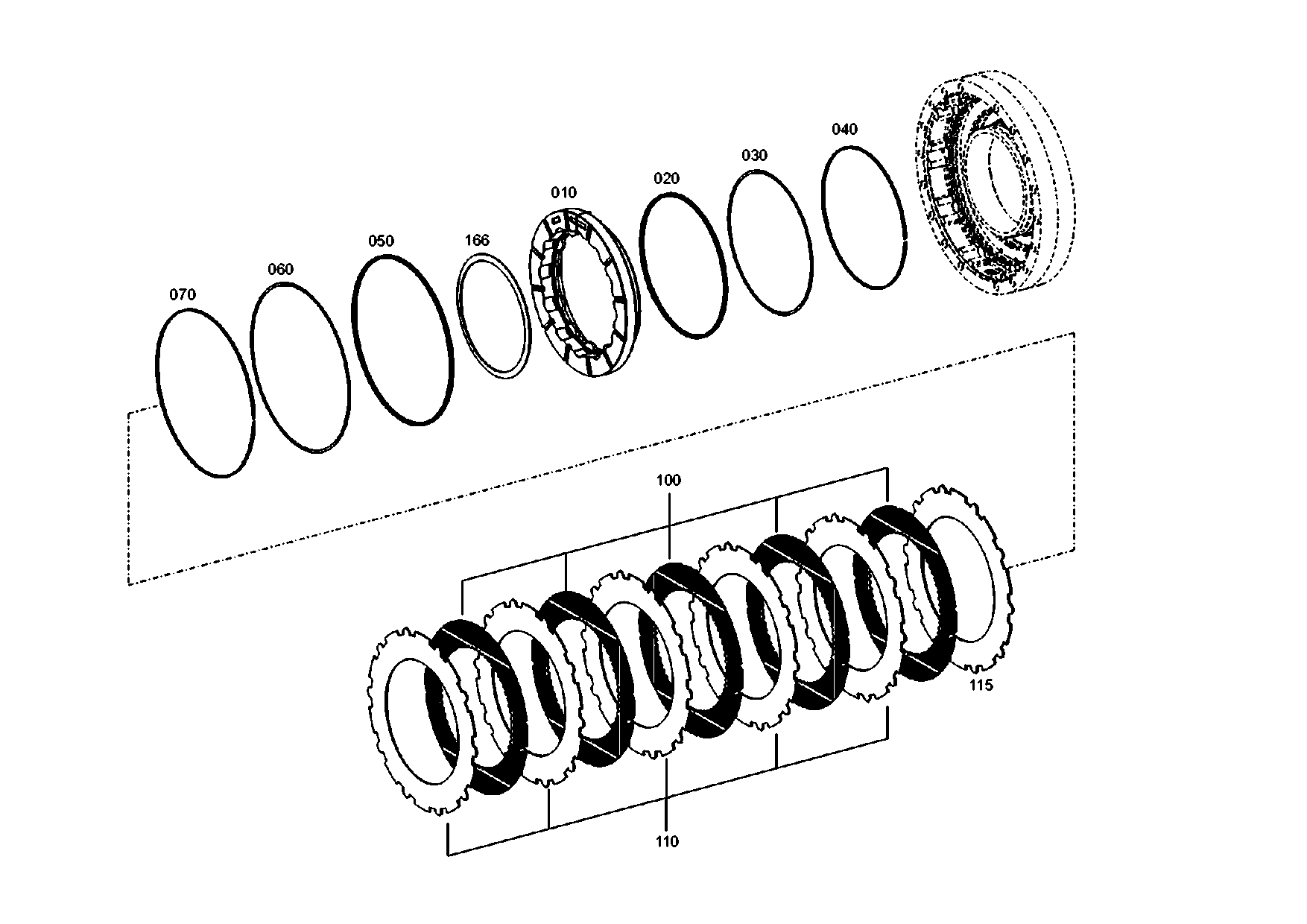 Technical drawing of ZF 0501215072 INNER CLUTCH DISK with dimensions and layout