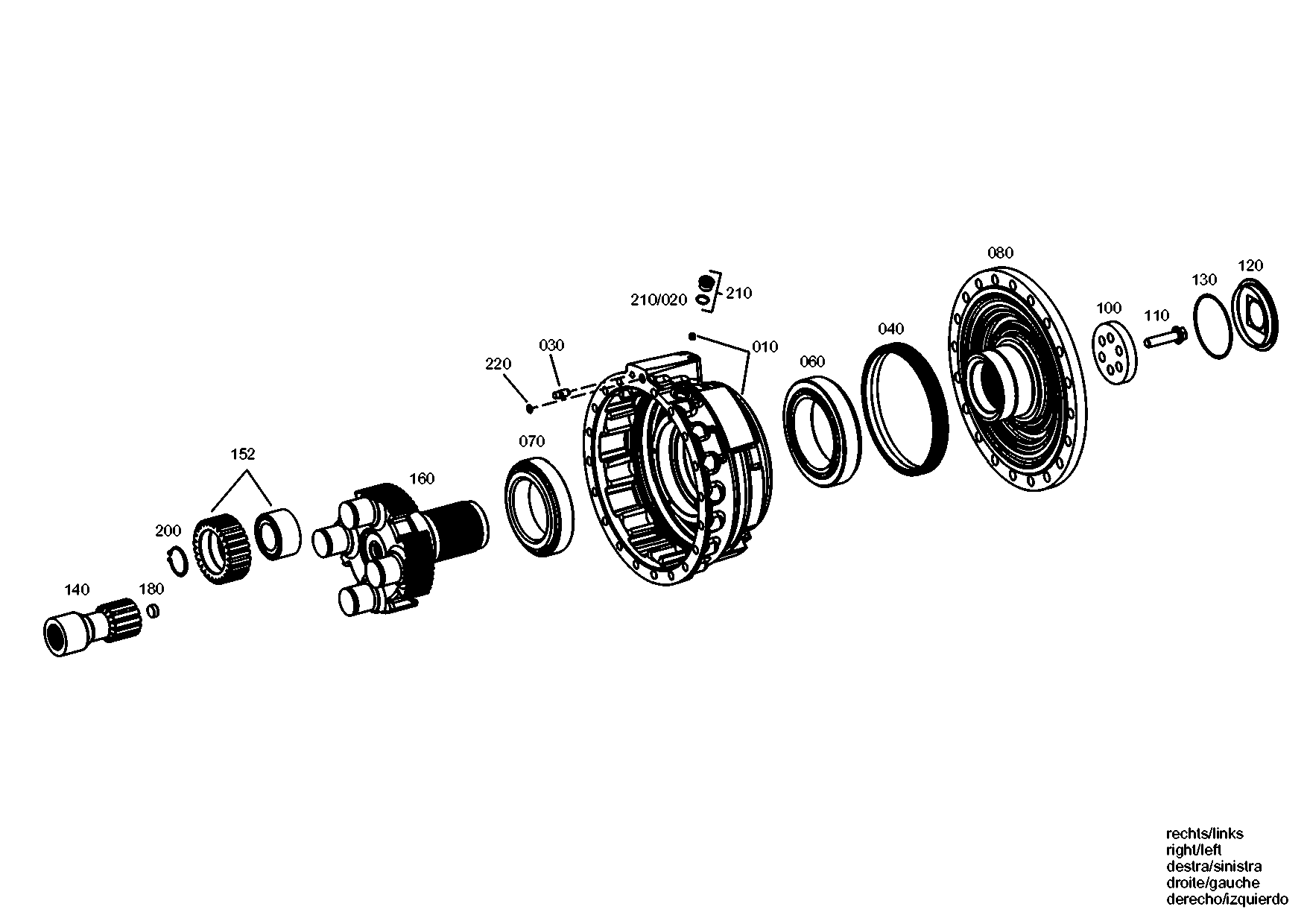 Technical drawing of Hyundai Construction Equipment 4472-239-208 HOUSING-BRAKE with dimensions and layout (figure 5)