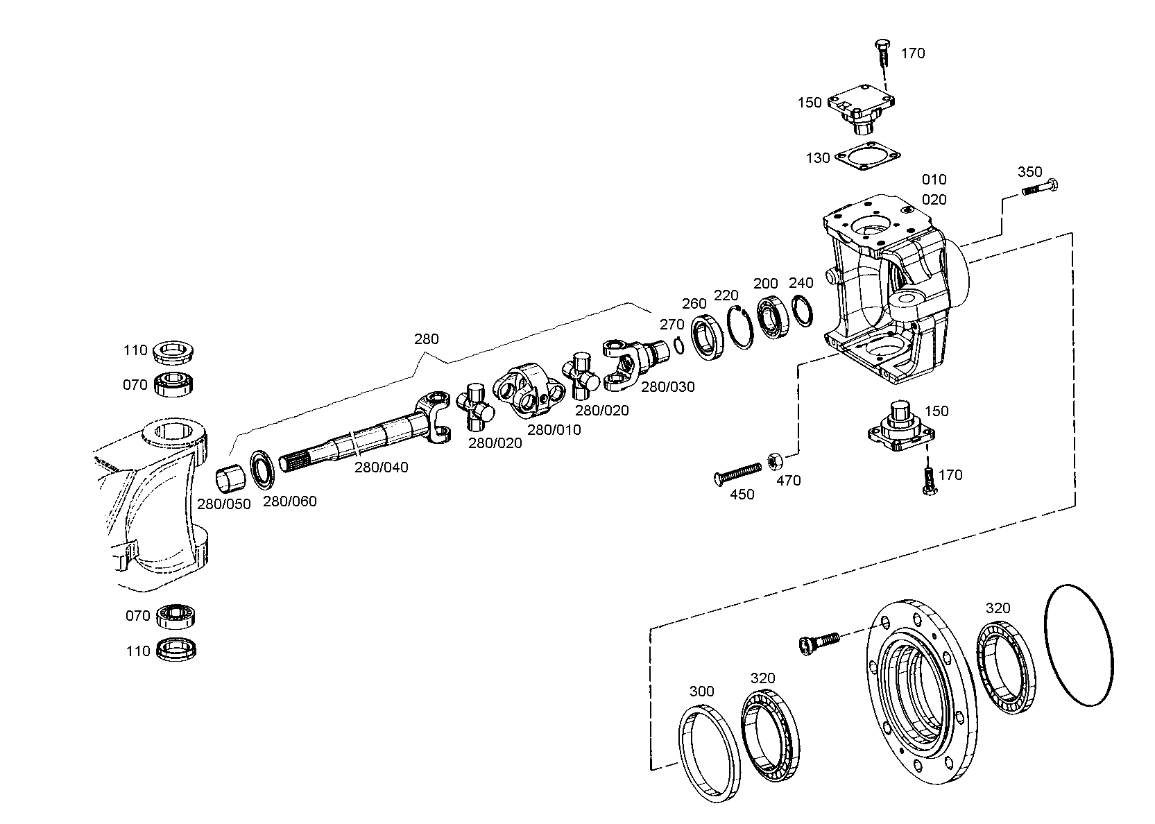 Technical drawing of AGCO F716.300.020.450 JOINT CROSS with dimensions and layout (figure 3)