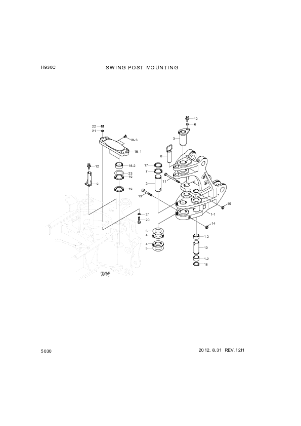 Technical drawing of Hyundai Construction Equipment S275-12000B NUT-SELF with dimensions and layout