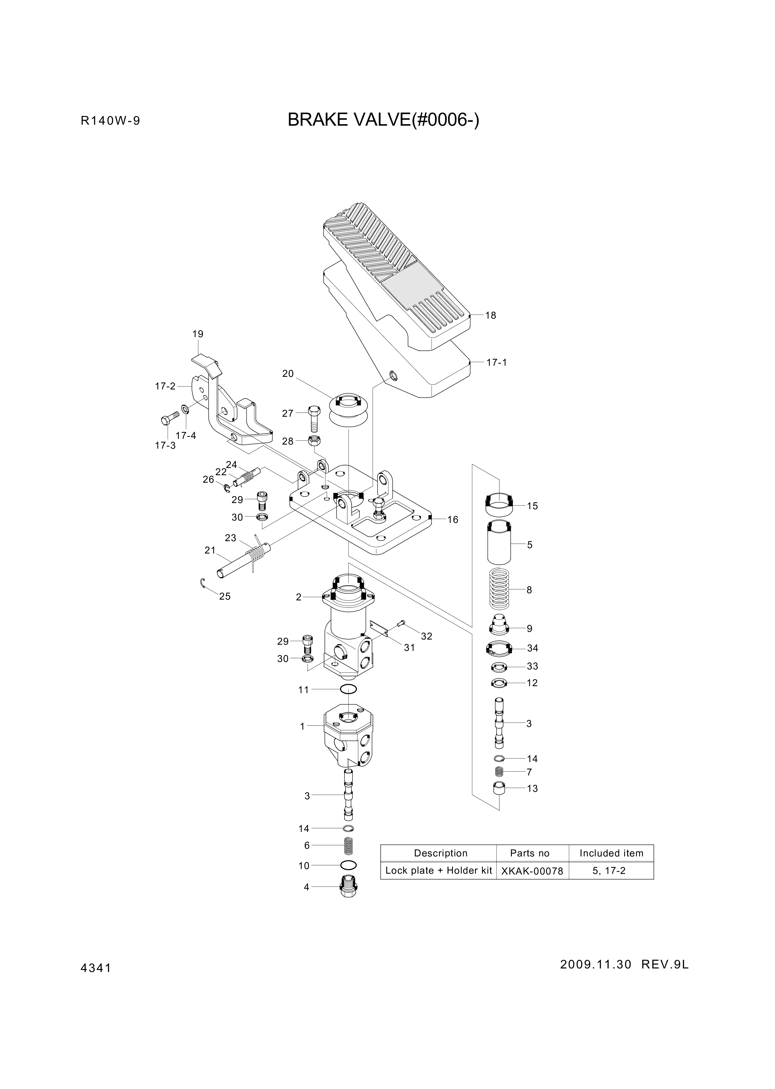 drawing for Hyundai Construction Equipment XKAK-00012 - PEDAL ASSY-VALVE