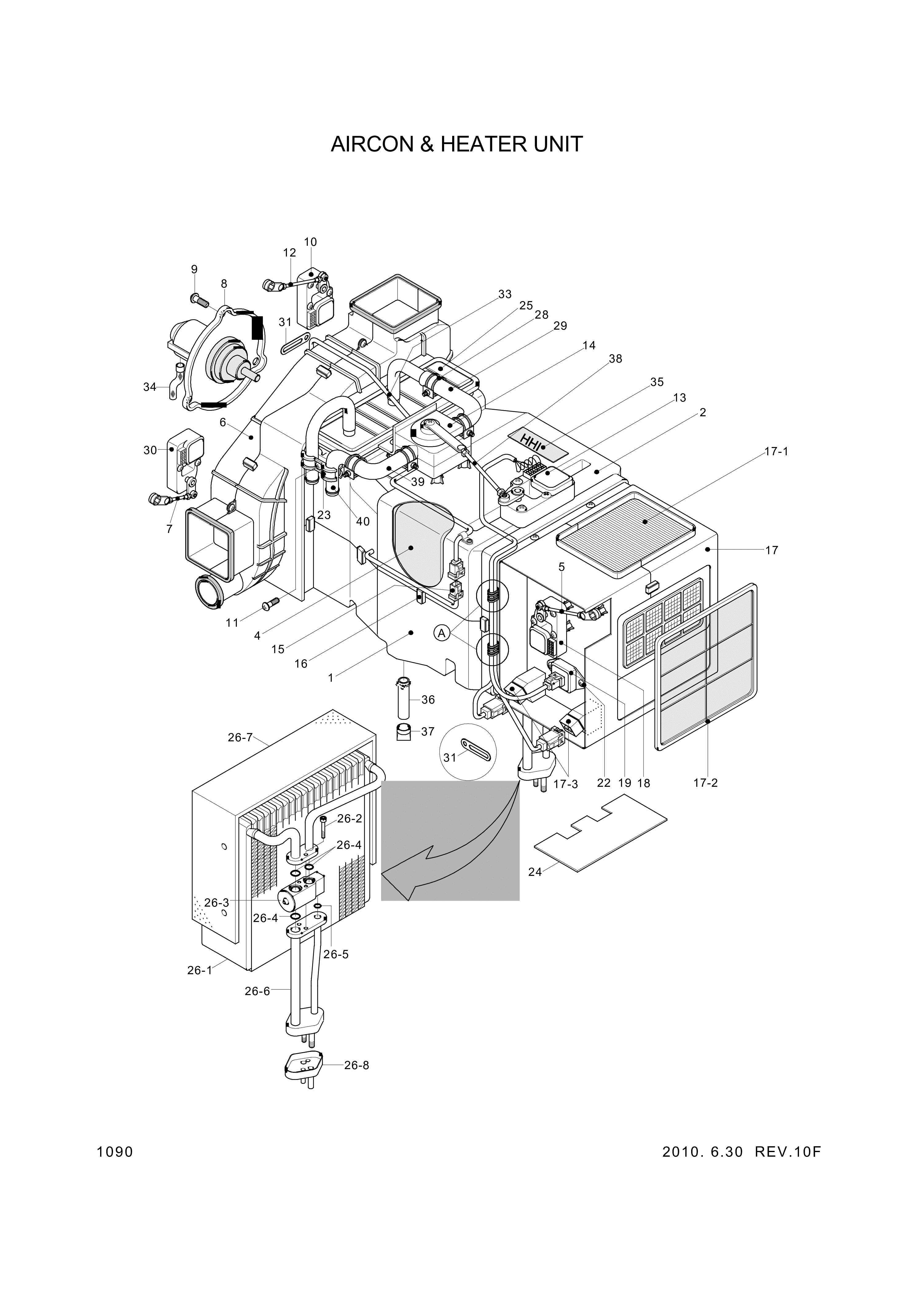 drawing for Hyundai Construction Equipment 11N6-90780DW - CORE-HEATER