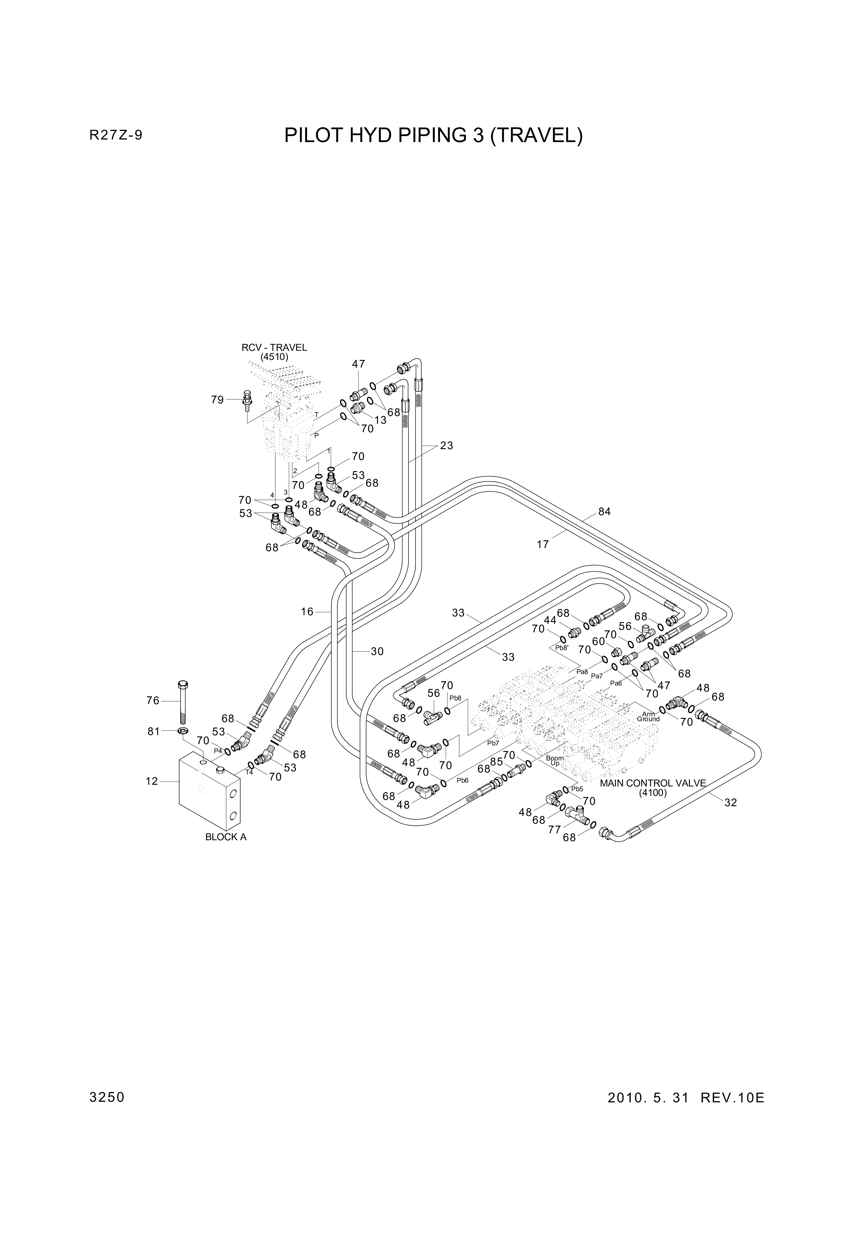 Technical drawing of Hyundai Construction Equipment P930-042006 HOSE ASSY-ORFS&amp;THD with dimensions and layout