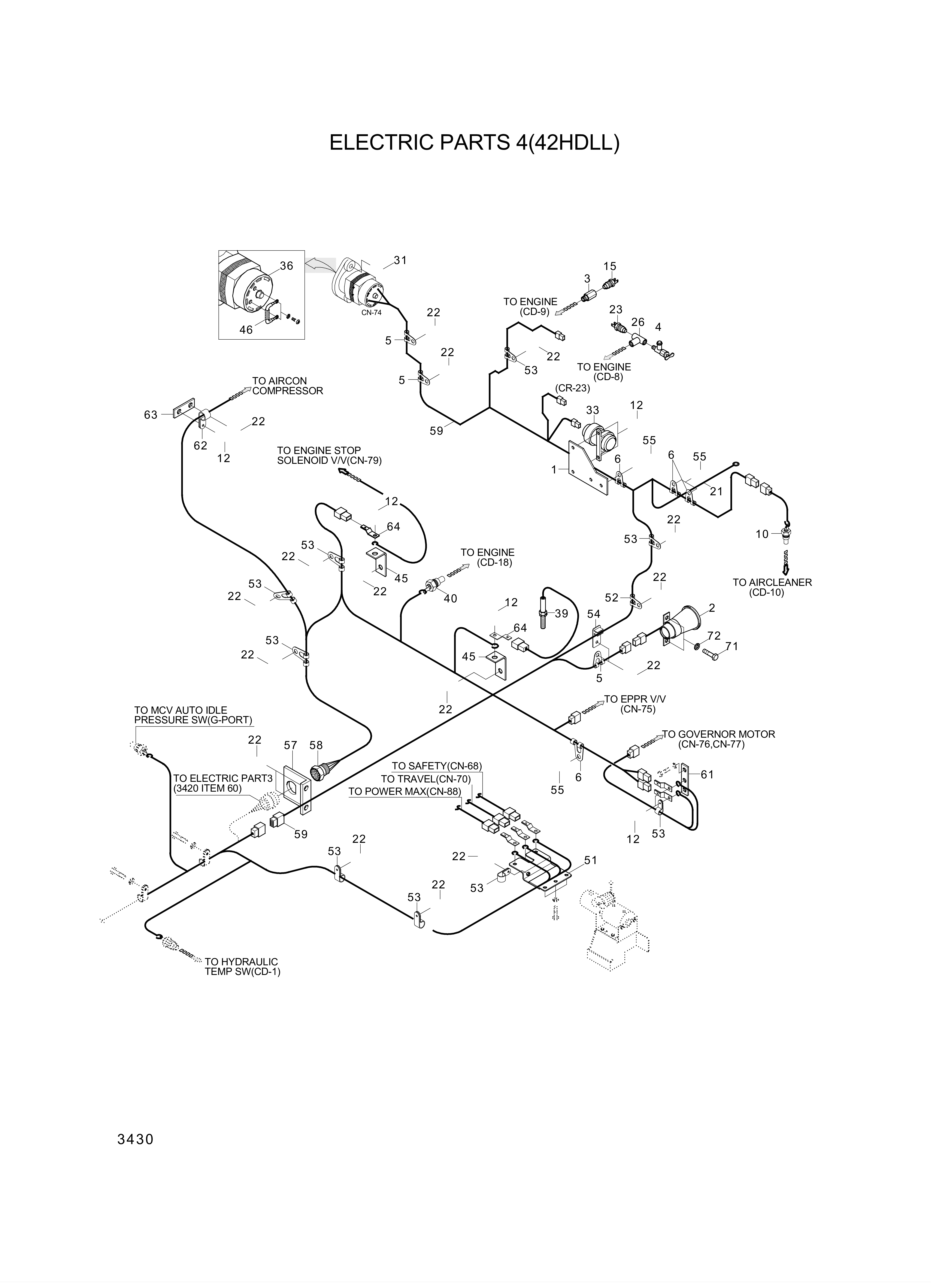 drawing for Hyundai Construction Equipment 94670-72000 - SENSOR-OVER HEAT WARING