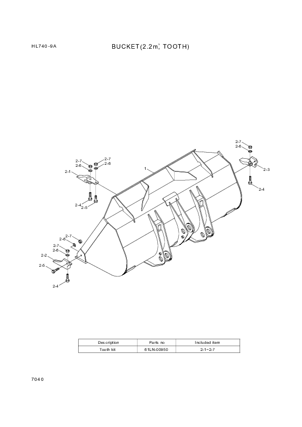 drawing for Hyundai Construction Equipment 61L3-0171 - TOOTH-RH