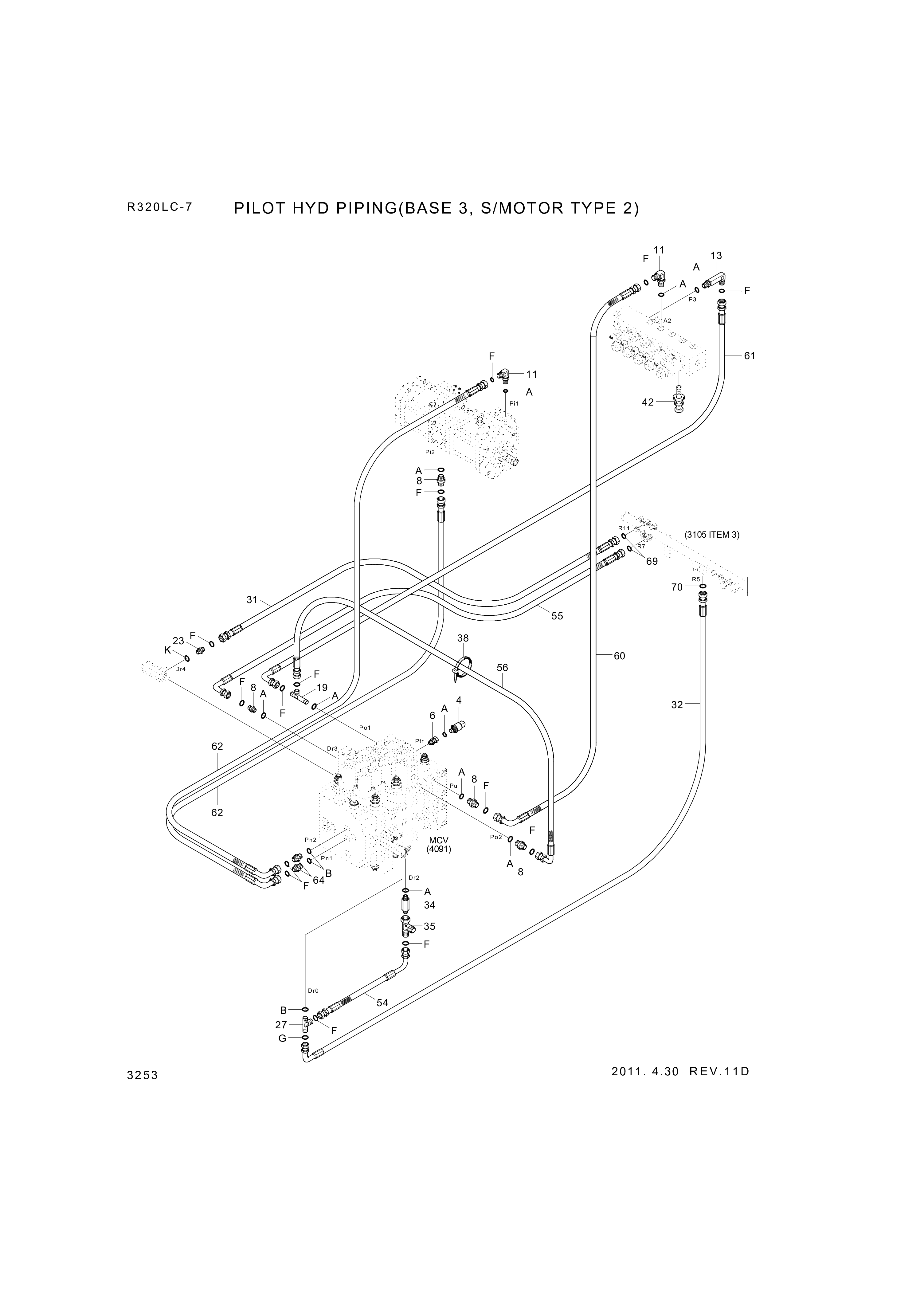 drawing for Hyundai Construction Equipment P930-042007 - HOSE ASSY-ORFS&THD