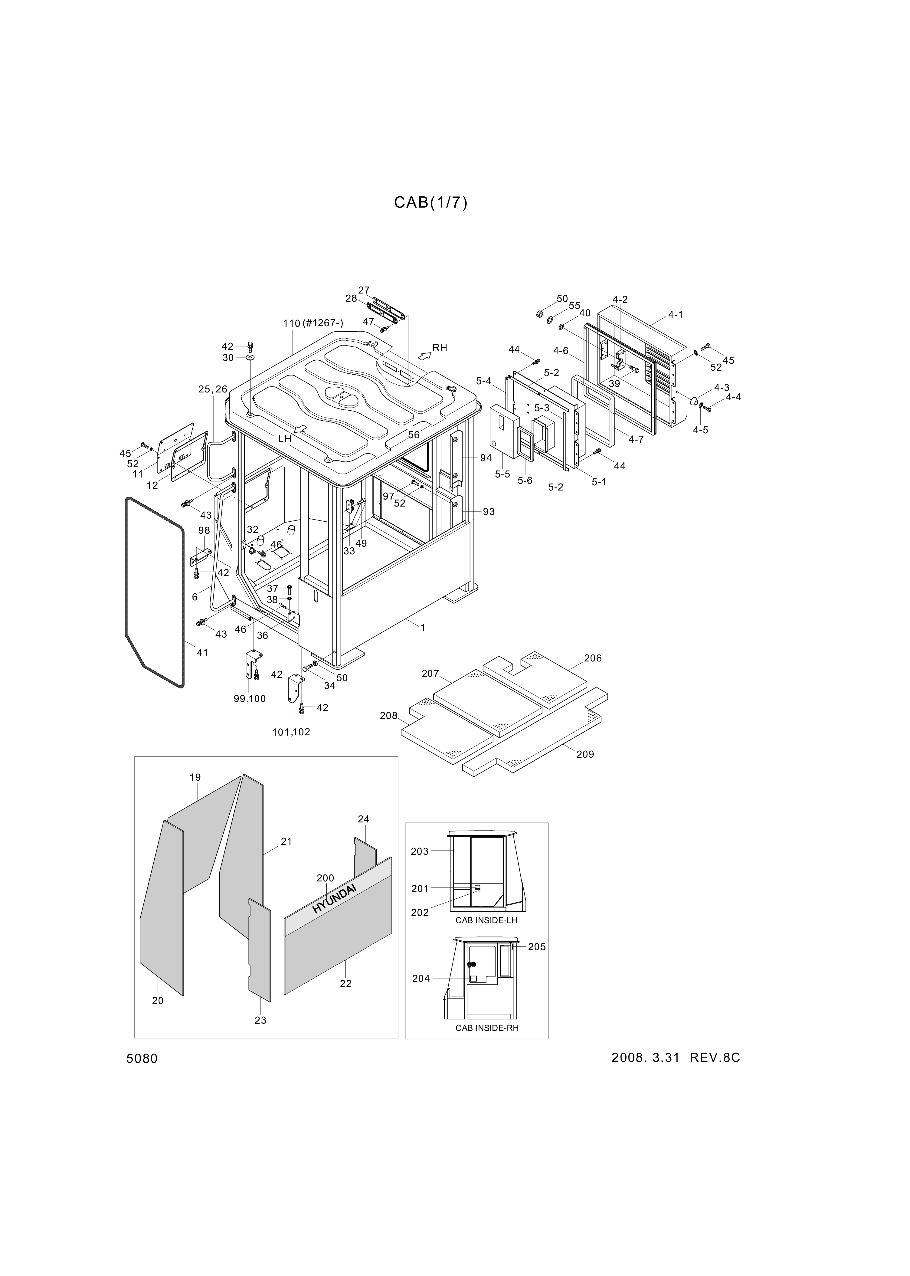 Technical drawing of Hyundai Construction Equipment S141-080162 BOLT-FLAT with dimensions and layout (figure 2)