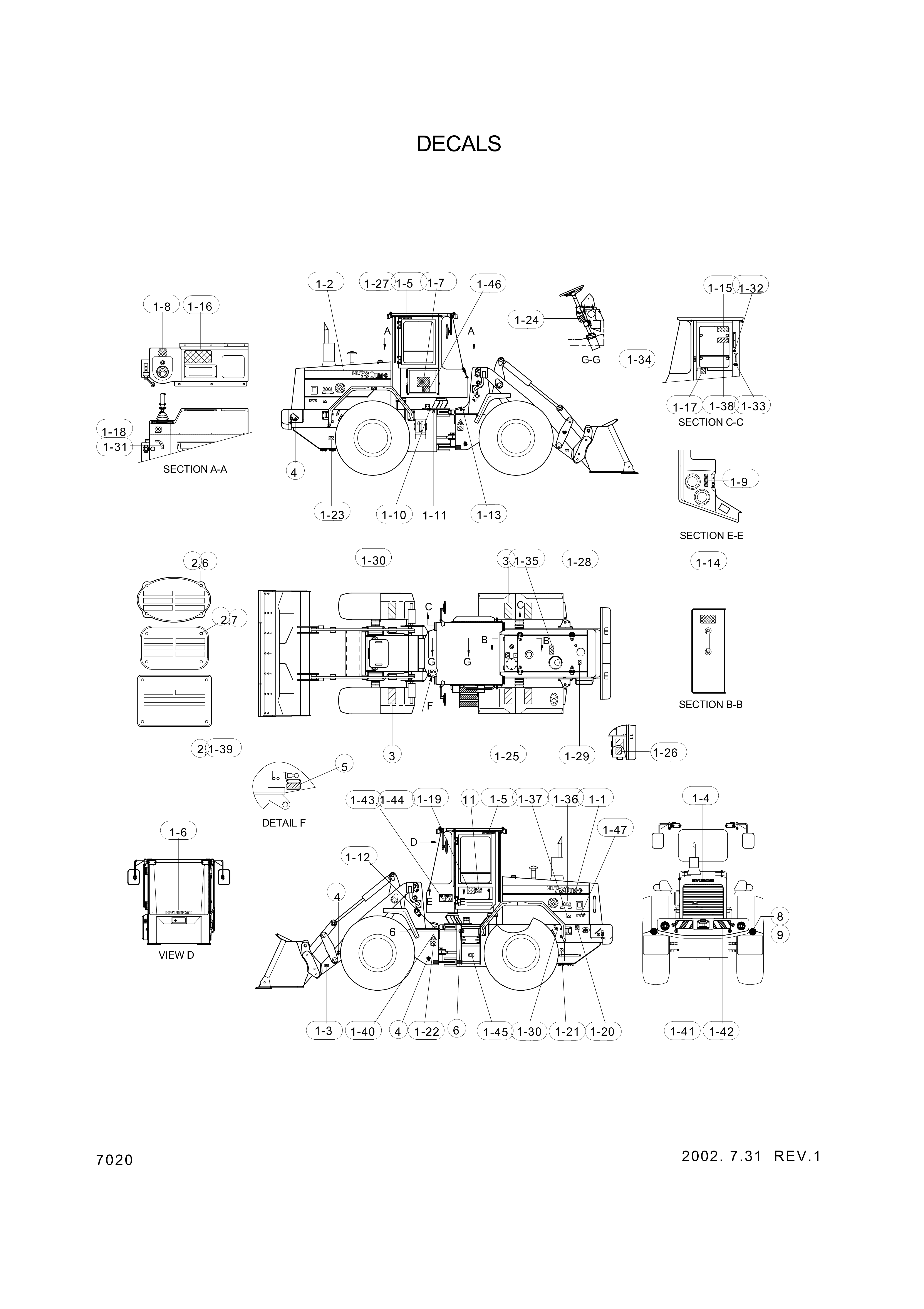 Technical drawing of Hyundai Construction Equipment 94L3-00420 DECAL-SLINGING IDEOGRAM with dimensions and layout