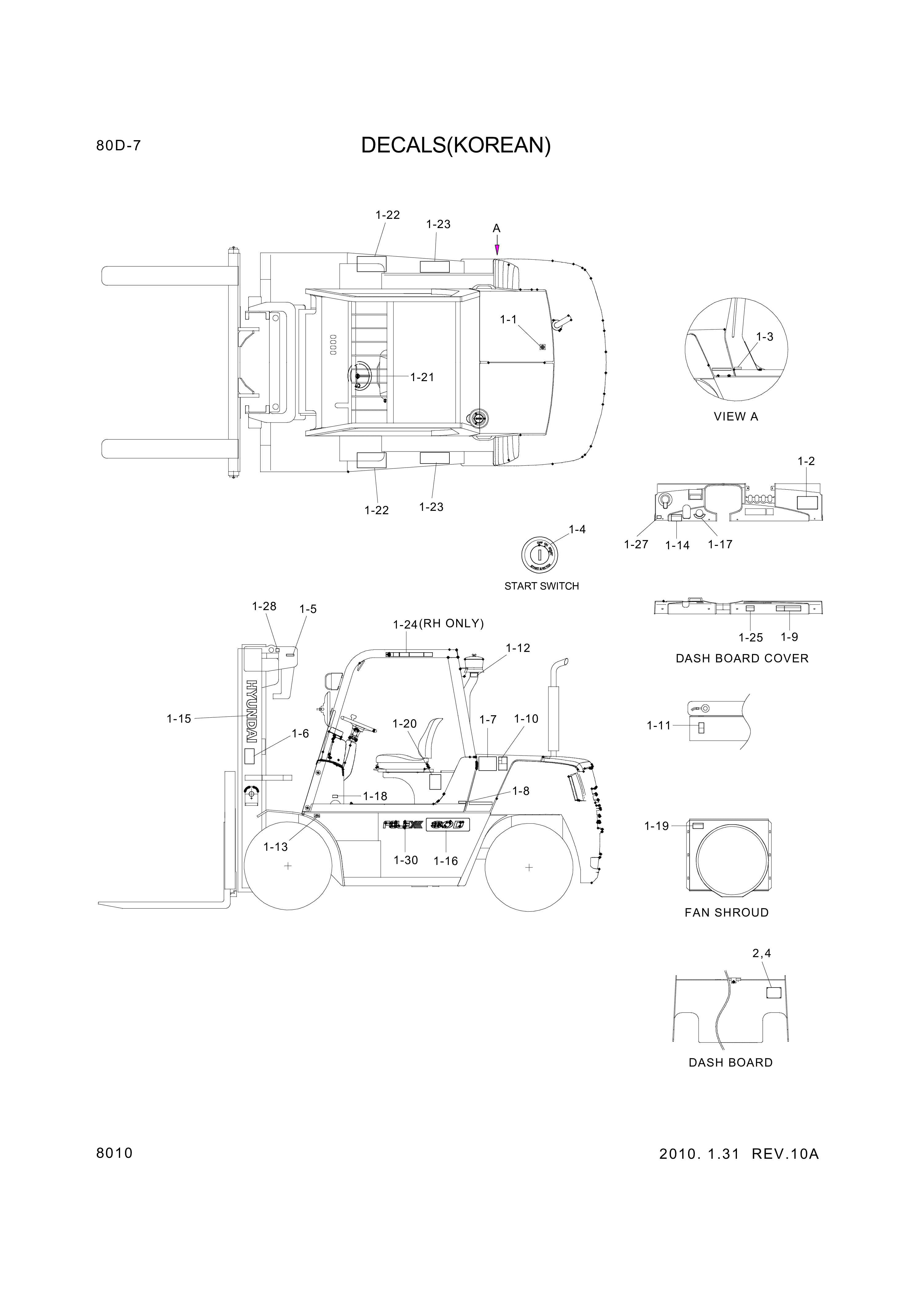 Technical drawing of Hyundai Construction Equipment 95FQ-00130 DECAL-EQUIP SPEC with dimensions and layout