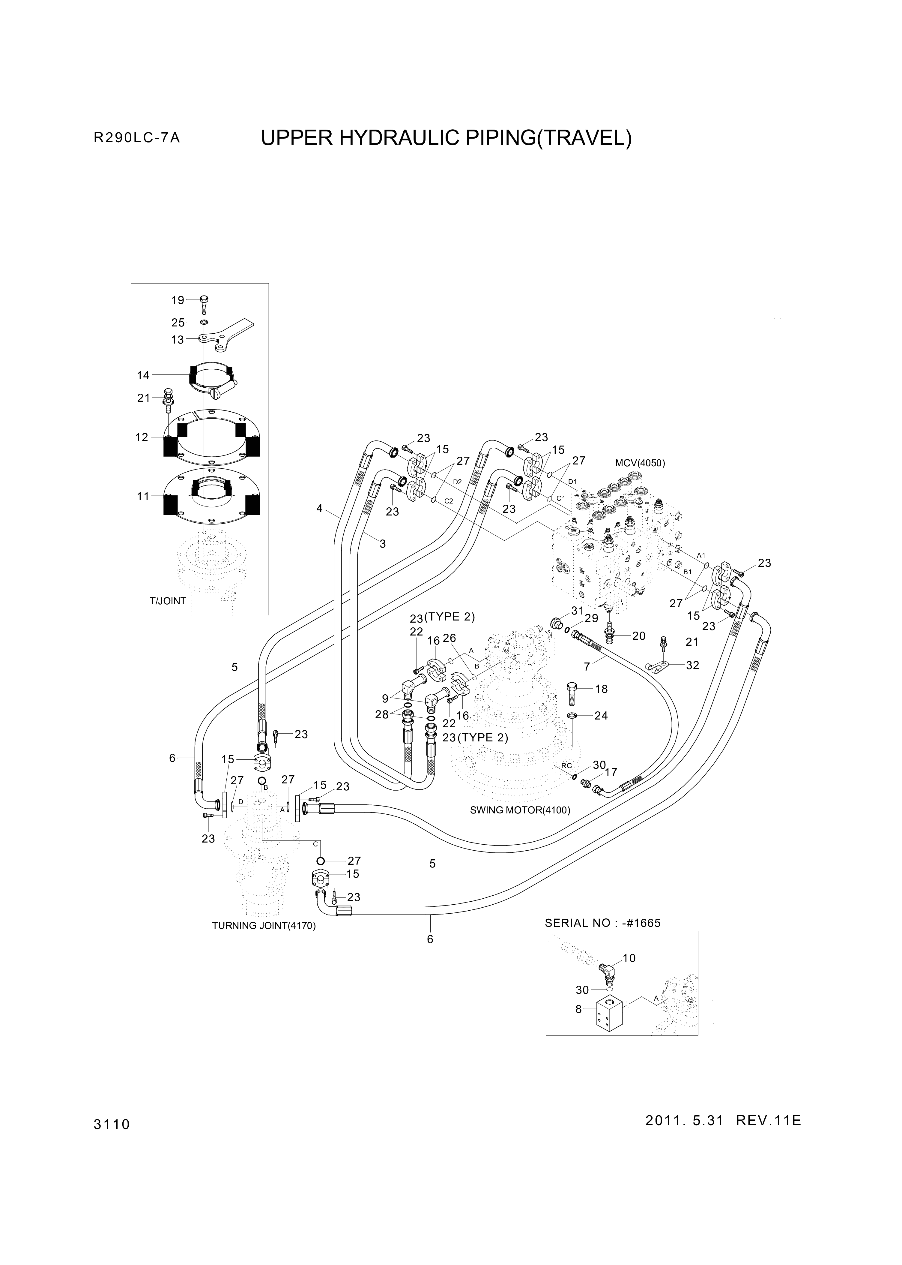 drawing for Hyundai Construction Equipment P930-062014 - HOSE ASSY-ORFS&THD