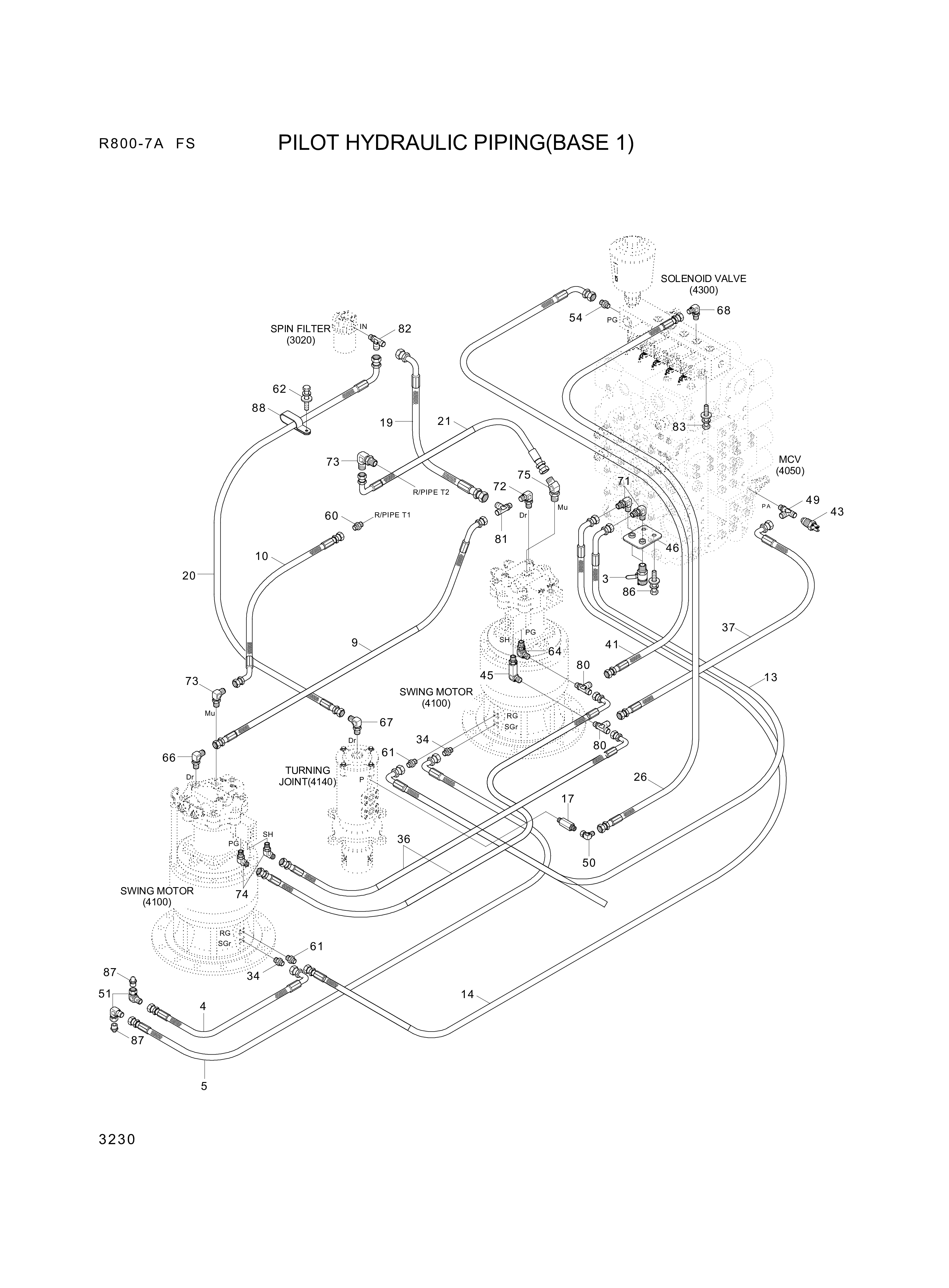 Technical drawing of Hyundai Construction Equipment P930-162015 HOSE ASSY-ORFS&amp;THD with dimensions and layout (figure 2)