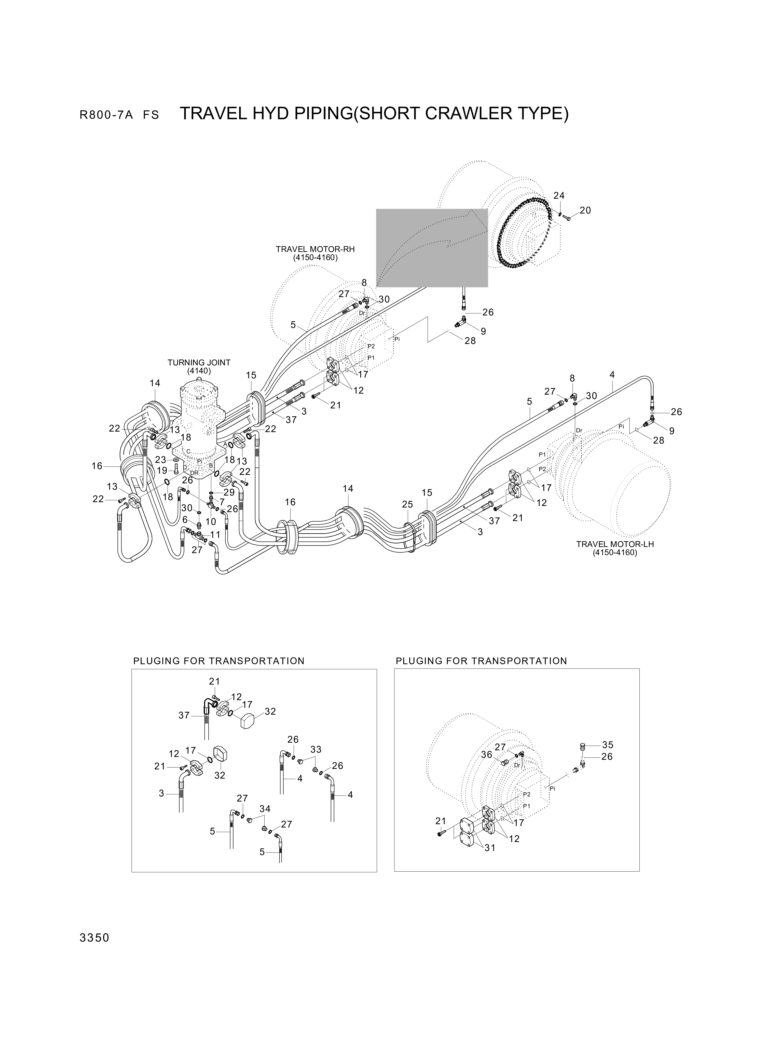 drawing for Hyundai Construction Equipment P930-122061 - HOSE ASSY-ORFS&THD