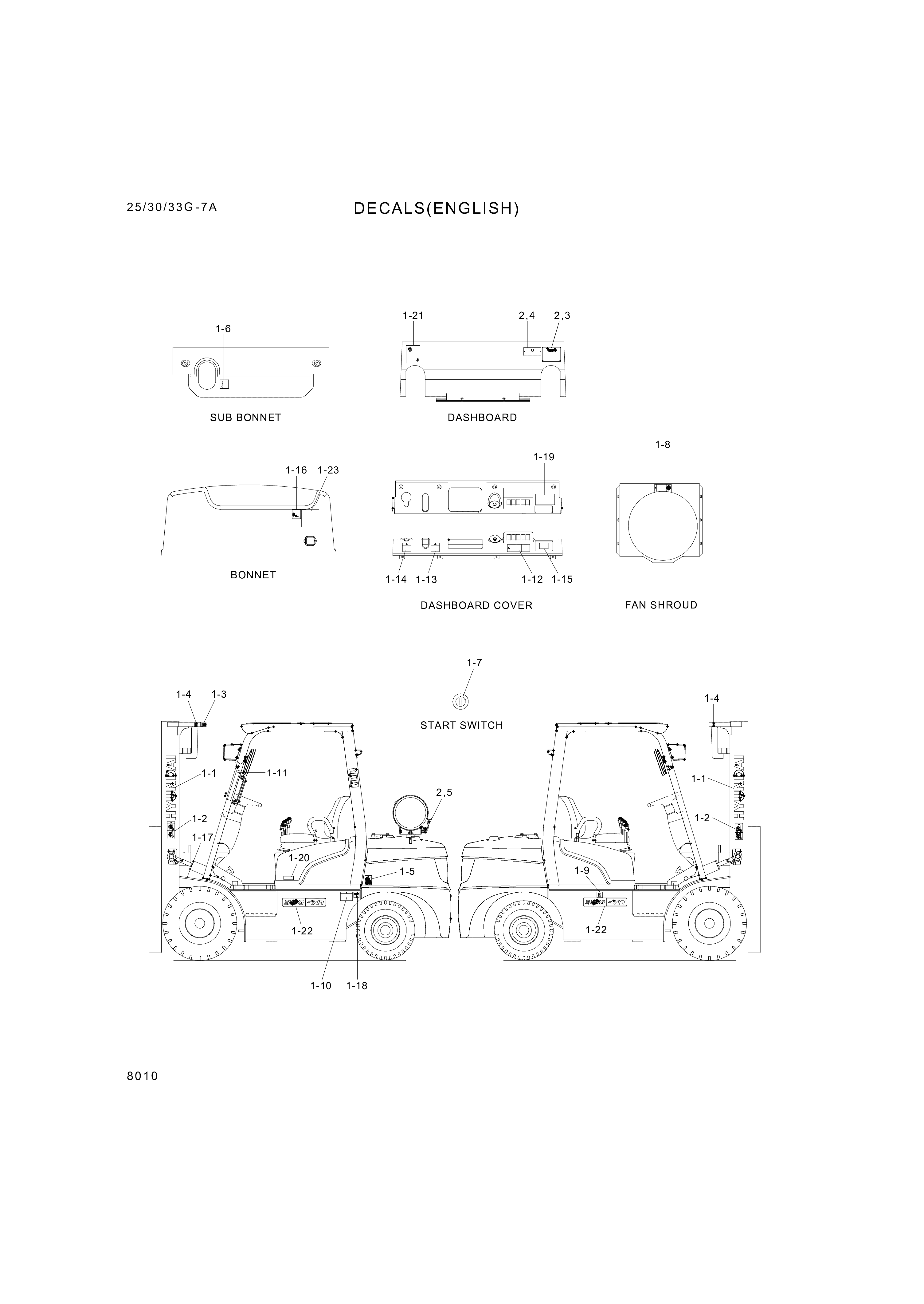 Technical drawing of Hyundai Construction Equipment 93HF-02300 DECAL-MODEL NAME with dimensions and layout