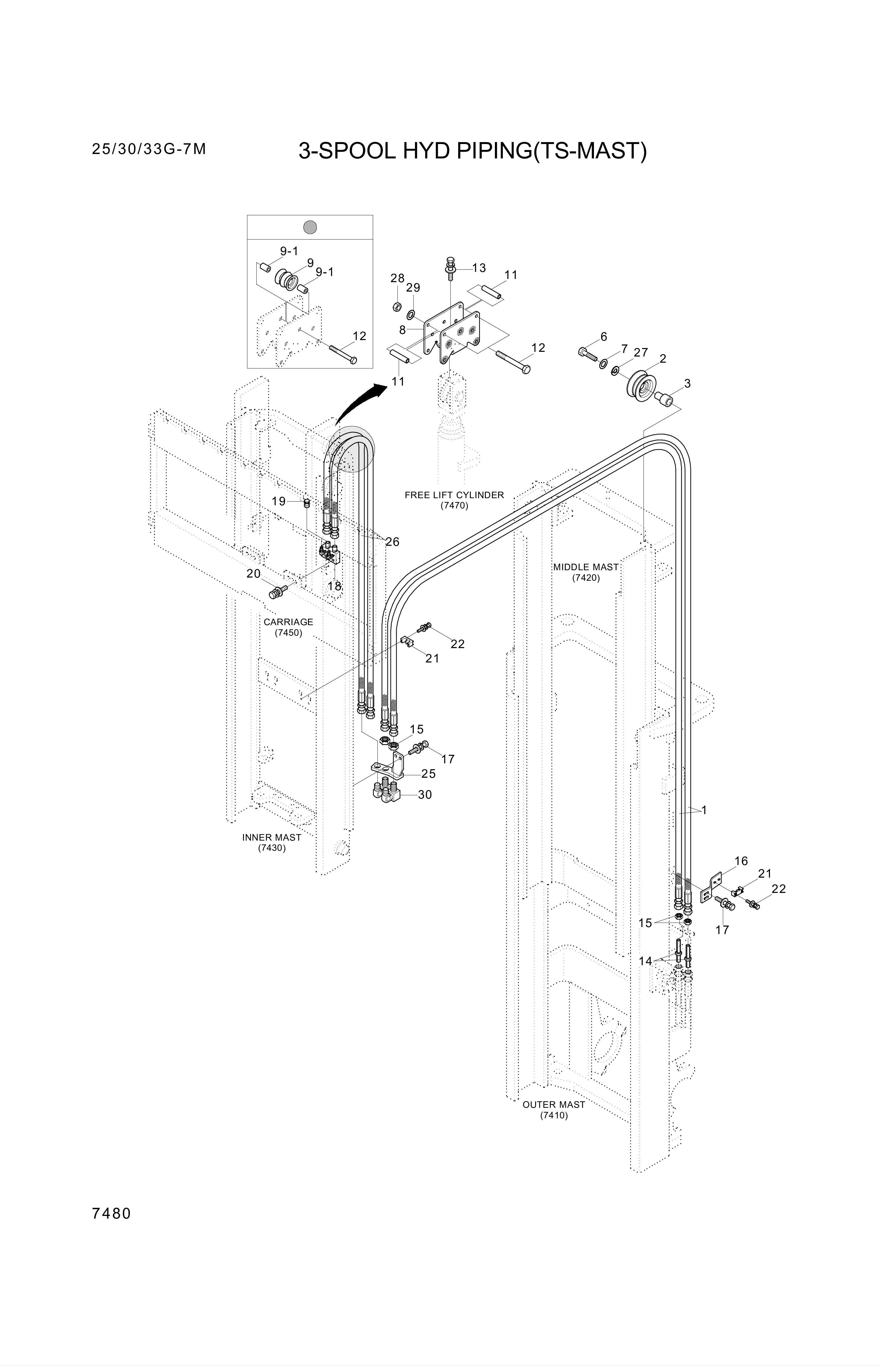 Technical drawing of Hyundai Construction Equipment S275-06000B NUT-SELF with dimensions and layout