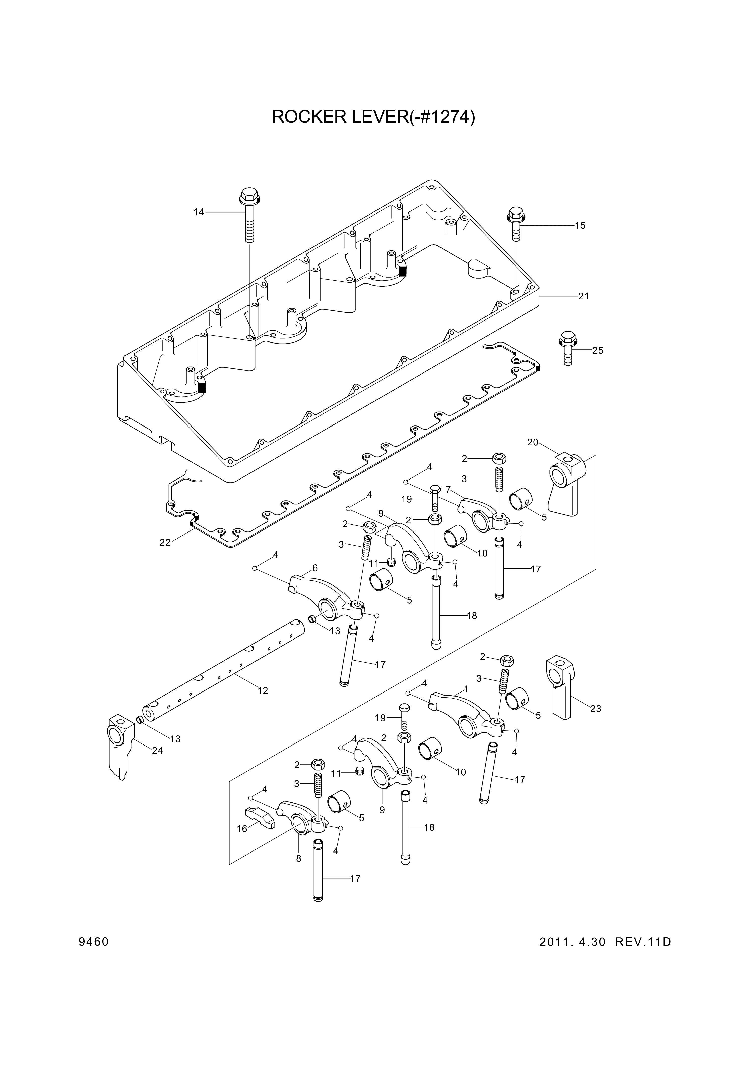 drawing for Hyundai Construction Equipment YUBP-05432 - SHAFT-ROCKERLEVER