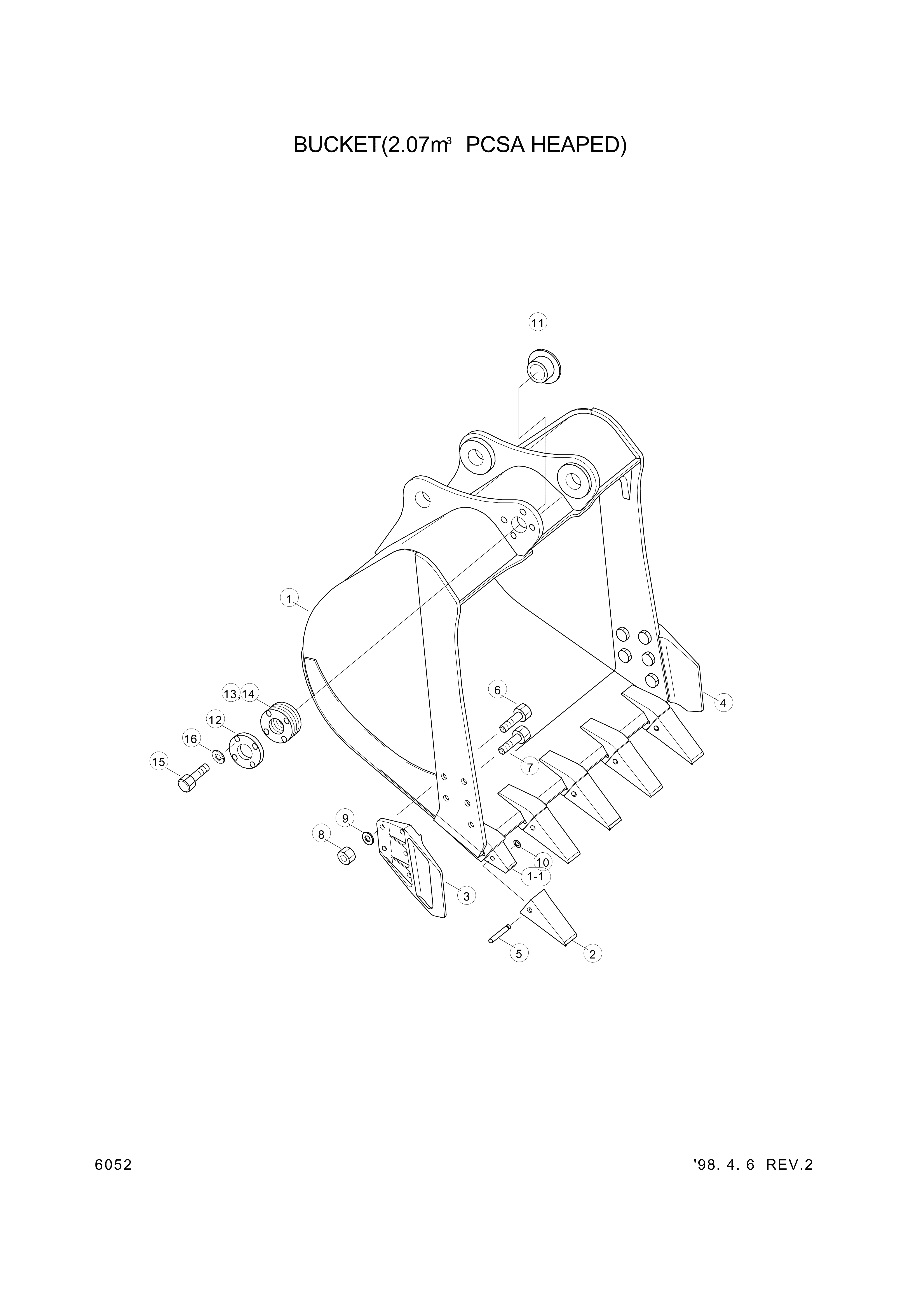 Technical drawing of Hyundai Construction Equipment 61E7-04610 TOOTH with dimensions and layout (figure 4)