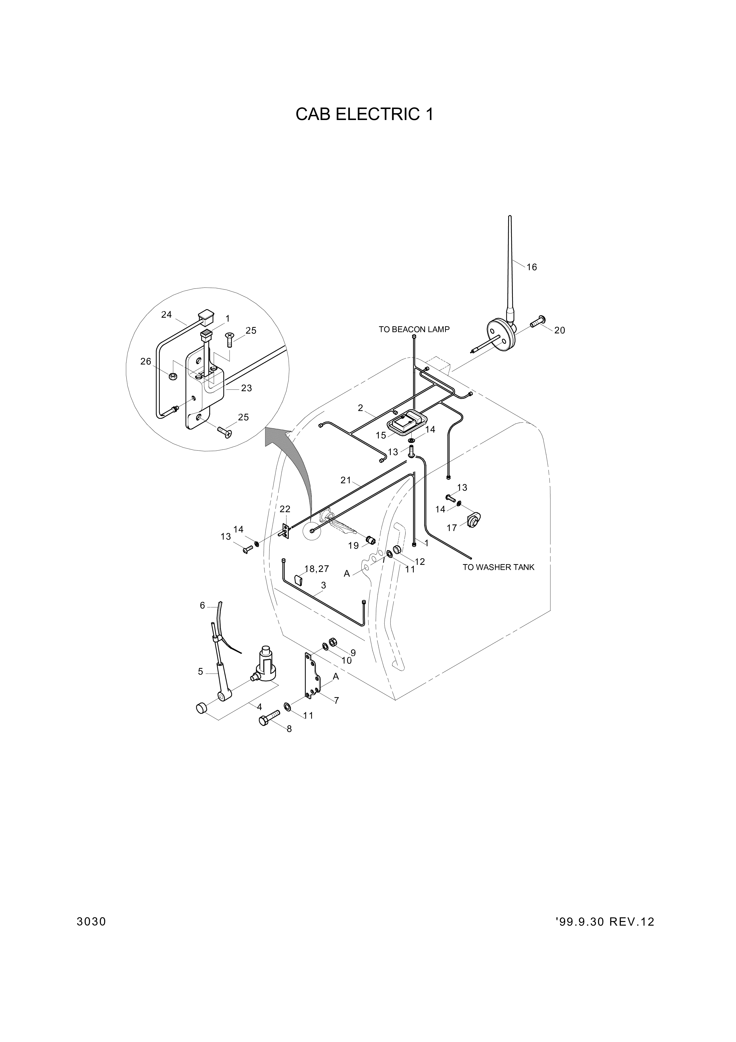 Technical drawing of Hyundai Construction Equipment S152-040162 BOLT-TAP with dimensions and layout (figure 3)
