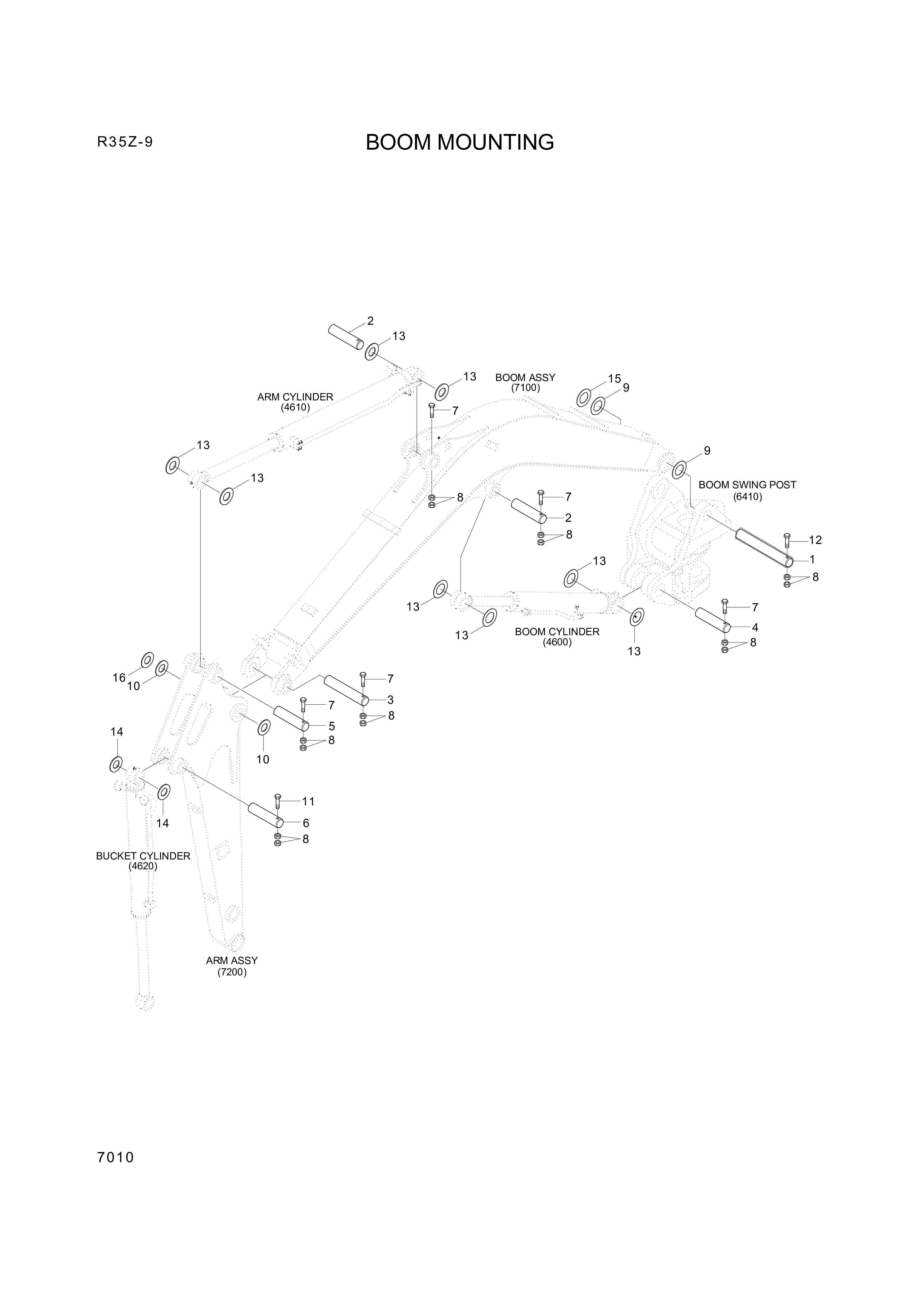 Technical drawing of Hyundai Construction Equipment 61MH-51711 PIN-JOINT with dimensions and layout