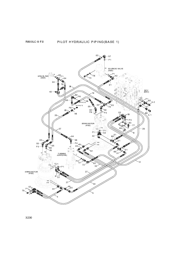 Technical drawing of Hyundai Construction Equipment P930-162015 HOSE ASSY-ORFS&amp;THD with dimensions and layout (figure 3)