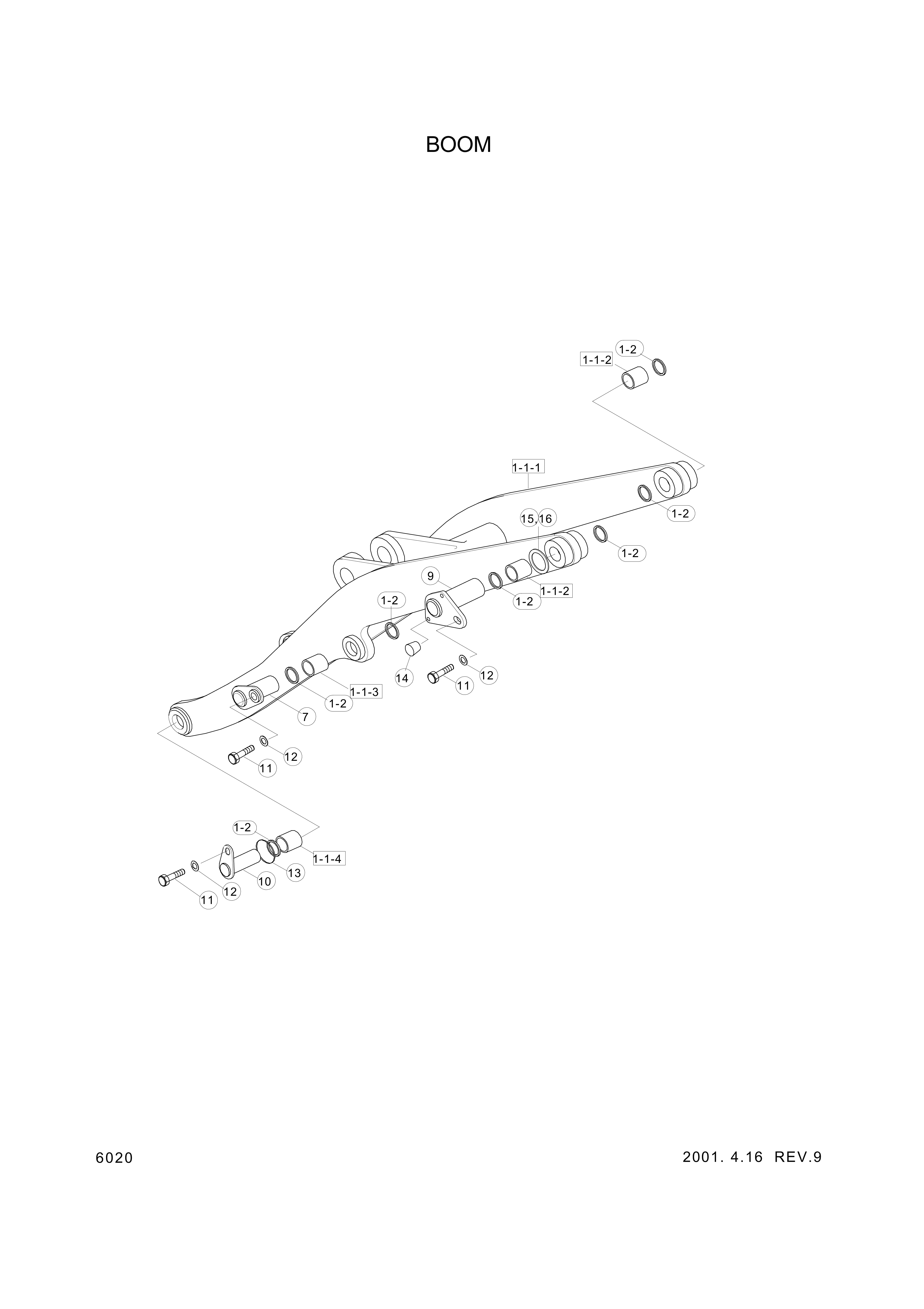 drawing for Hyundai Construction Equipment 64L3-01450 - BOOM ASSY