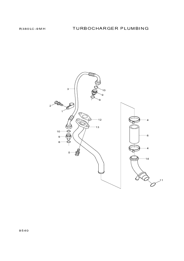 drawing for Hyundai Construction Equipment YUBP-05049 - HOSE-FLEXIBLE