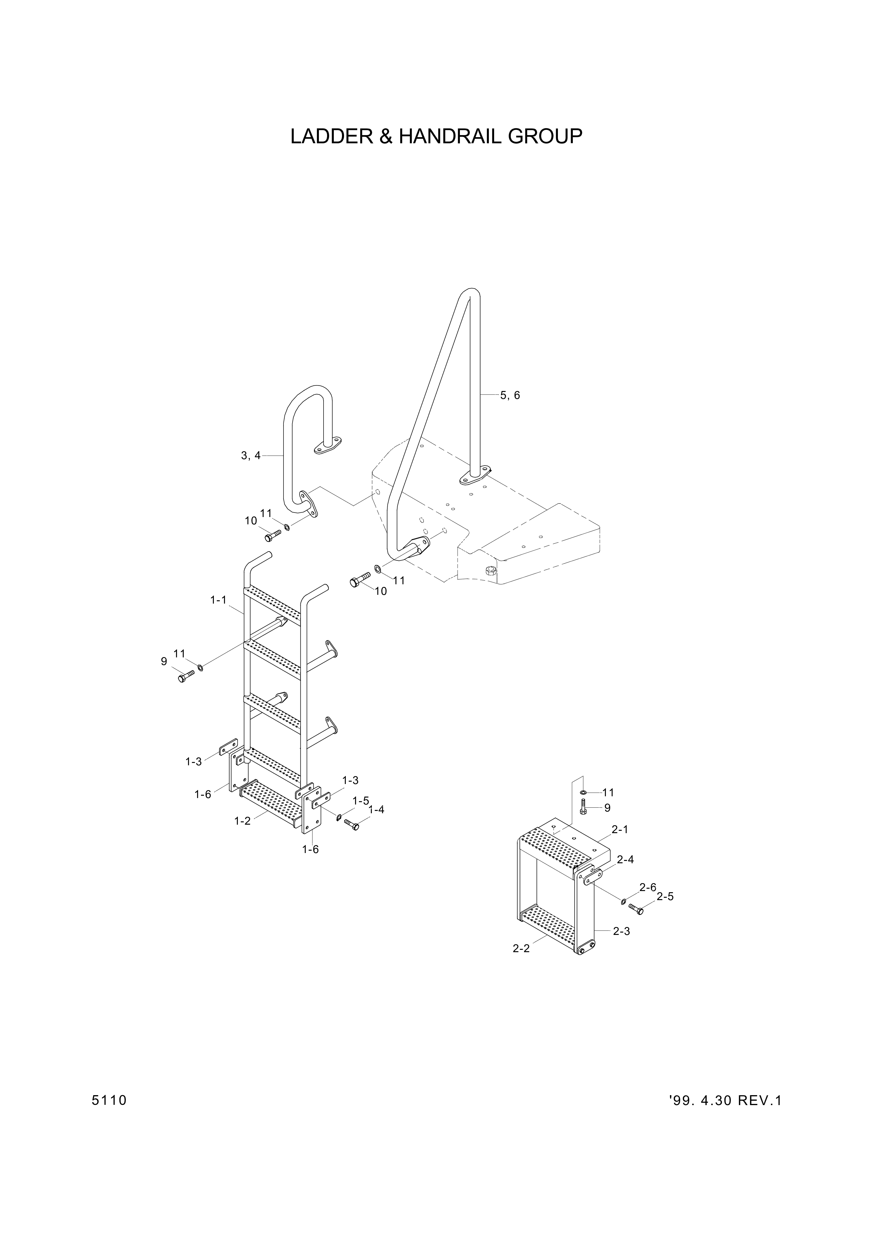 drawing for Hyundai Construction Equipment 74L3-20810 - LADDER ASSY-FRONT