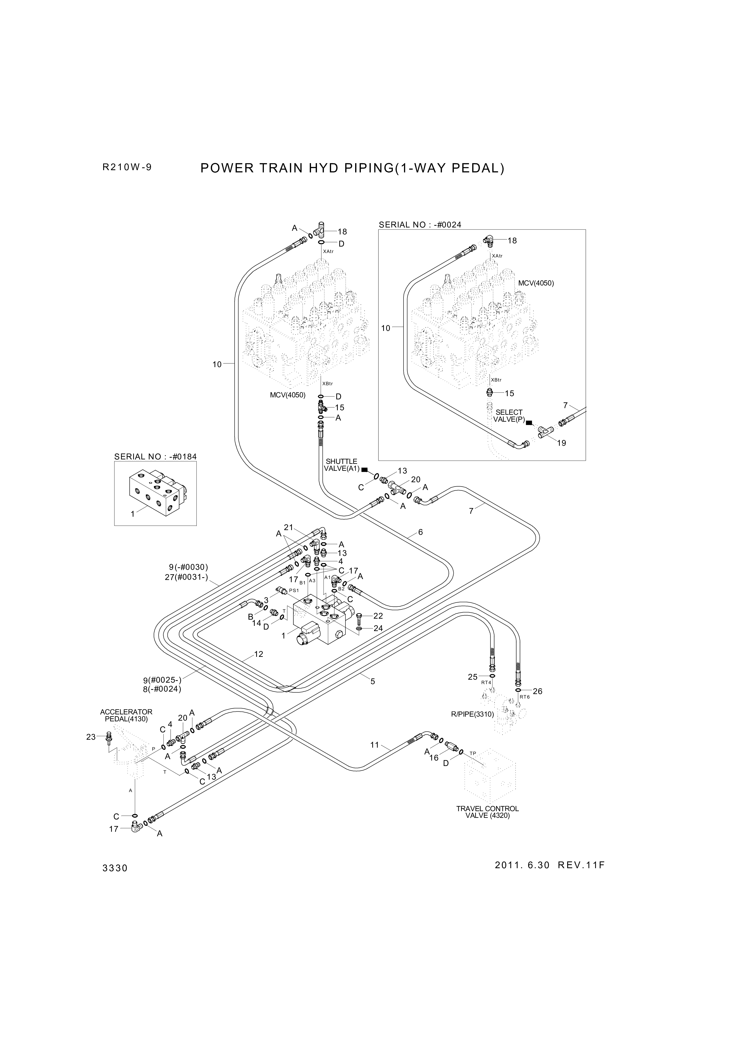 Technical drawing of Hyundai Construction Equipment P930-042006 HOSE ASSY-ORFS&amp;THD with dimensions and layout (figure 3)