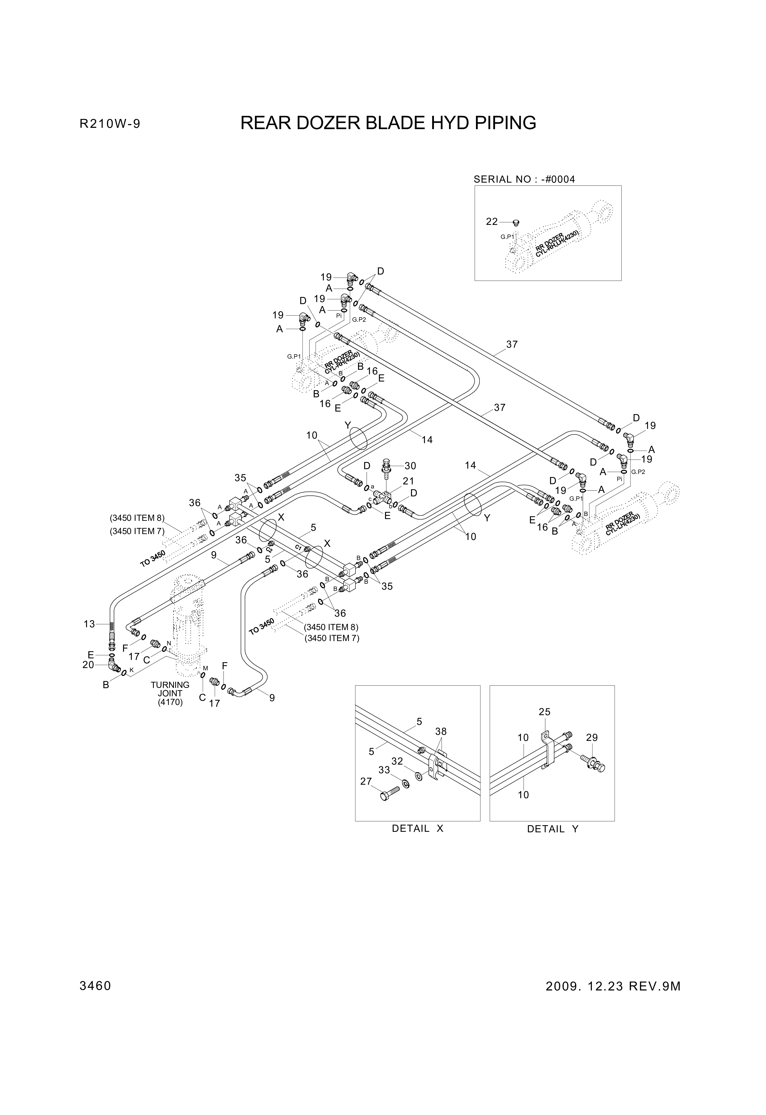 Technical drawing of Hyundai Construction Equipment P933-087010 HOSE ASSY-ORFS&amp;THD with dimensions and layout (figure 2)