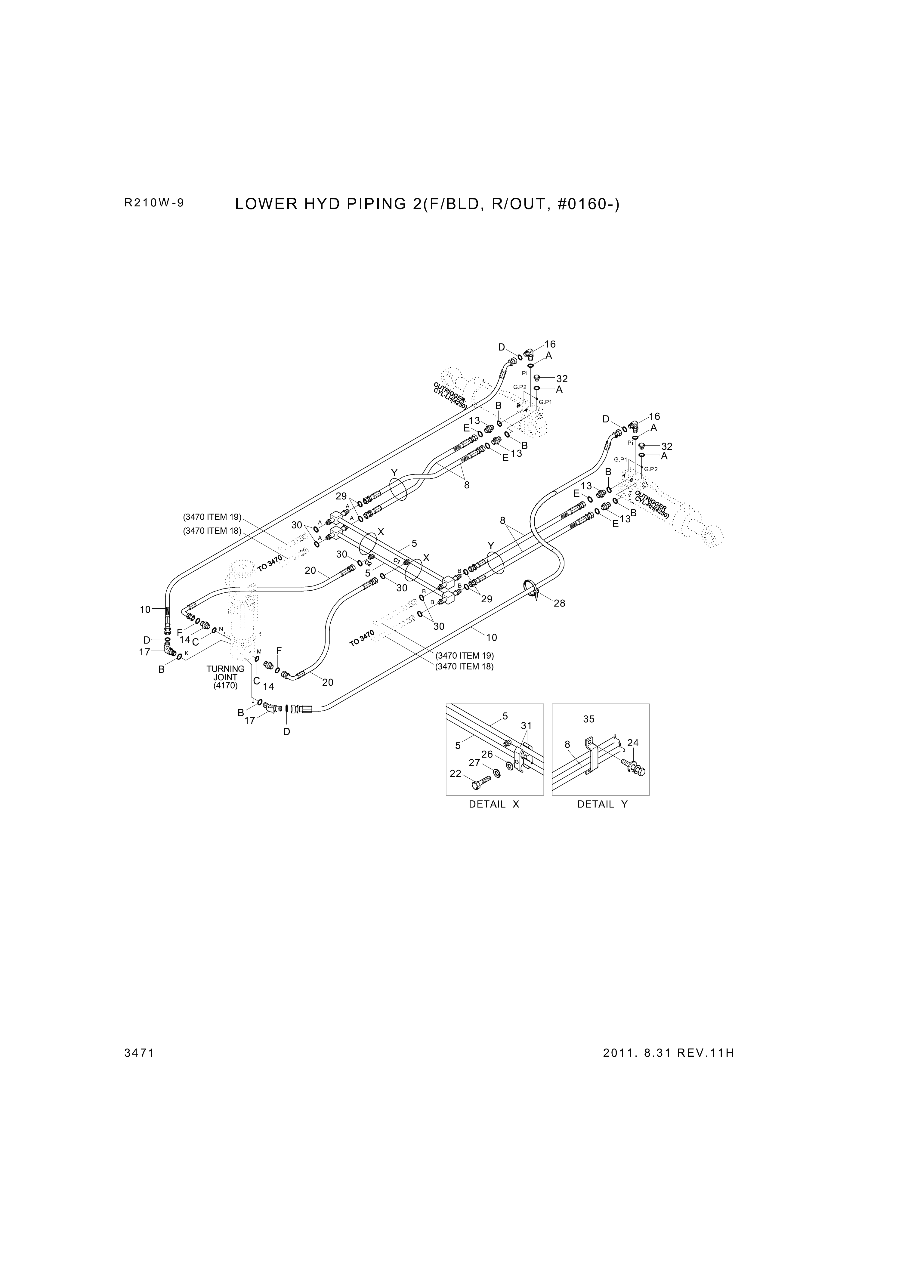 drawing for Hyundai Construction Equipment P933-087010 - HOSE ASSY-ORFS&THD