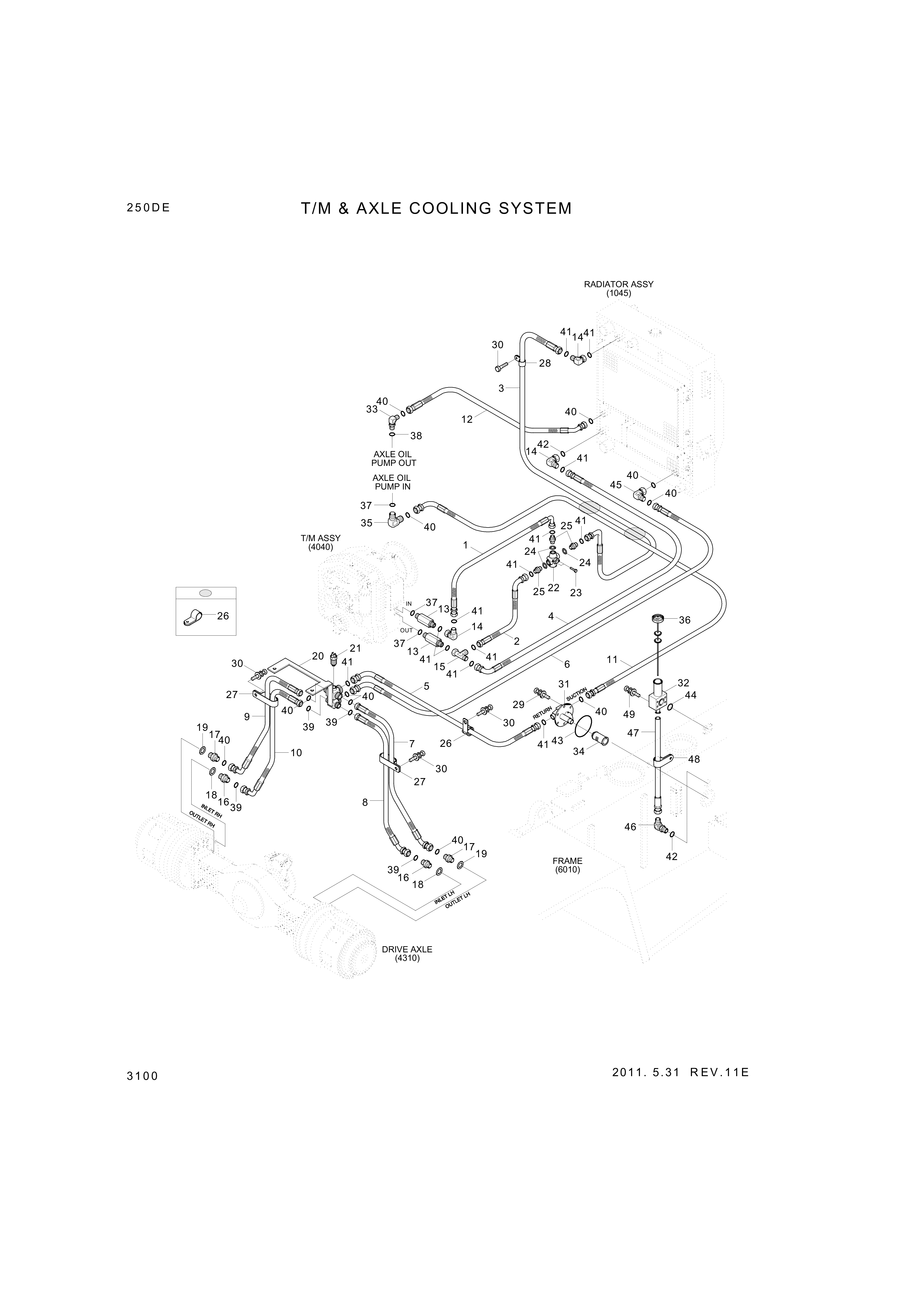 Technical drawing of Hyundai Construction Equipment P933-162056 HOSE ASSY-ORFS&amp;THD with dimensions and layout