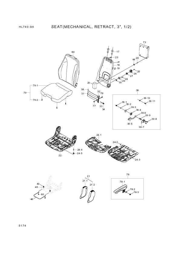 drawing for Hyundai Construction Equipment 1042865 - BACKREST CUSHION