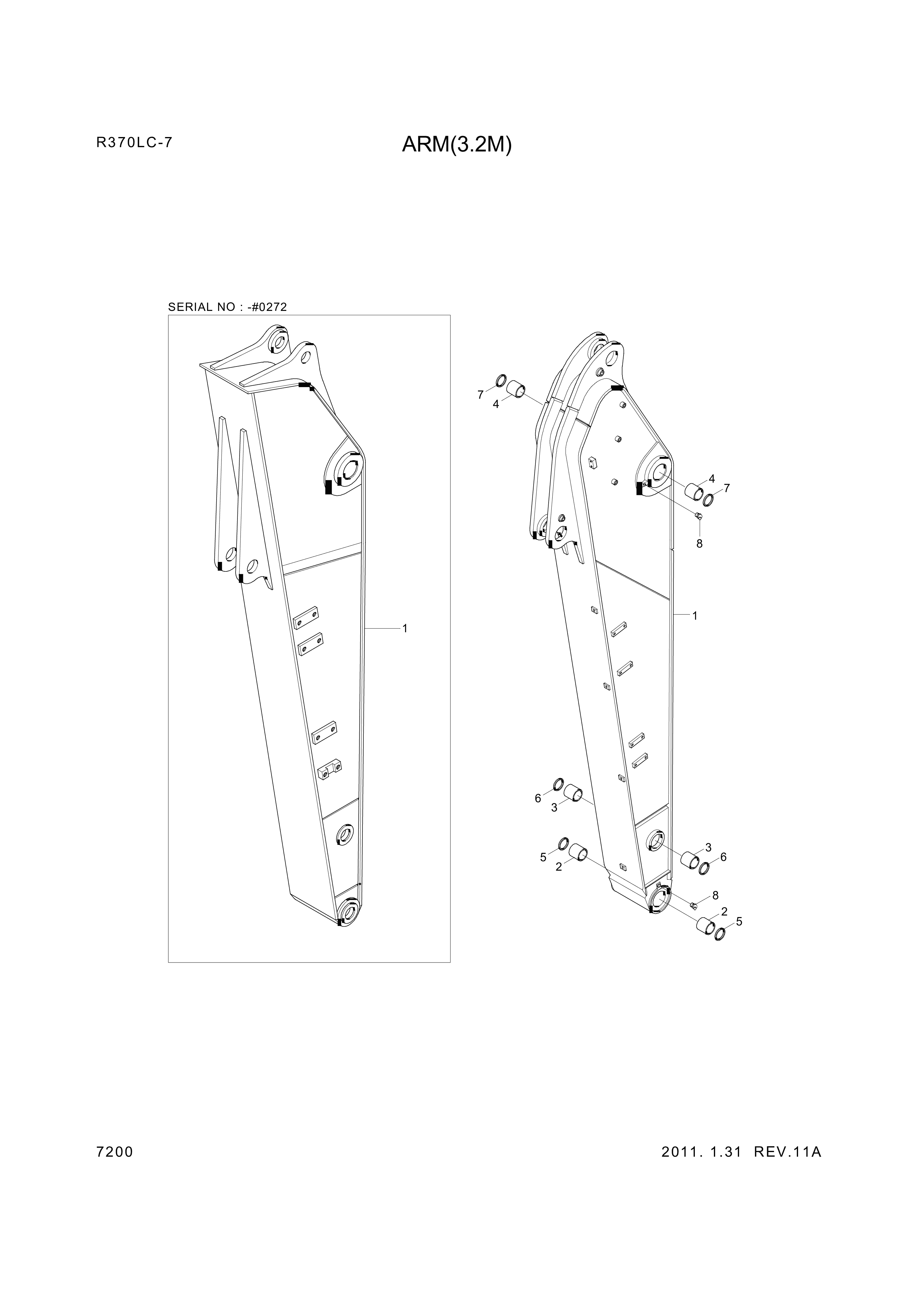Technical drawing of Hyundai Construction Equipment 61EN-12290 BUSHING-BRONZE with dimensions and layout (figure 4)