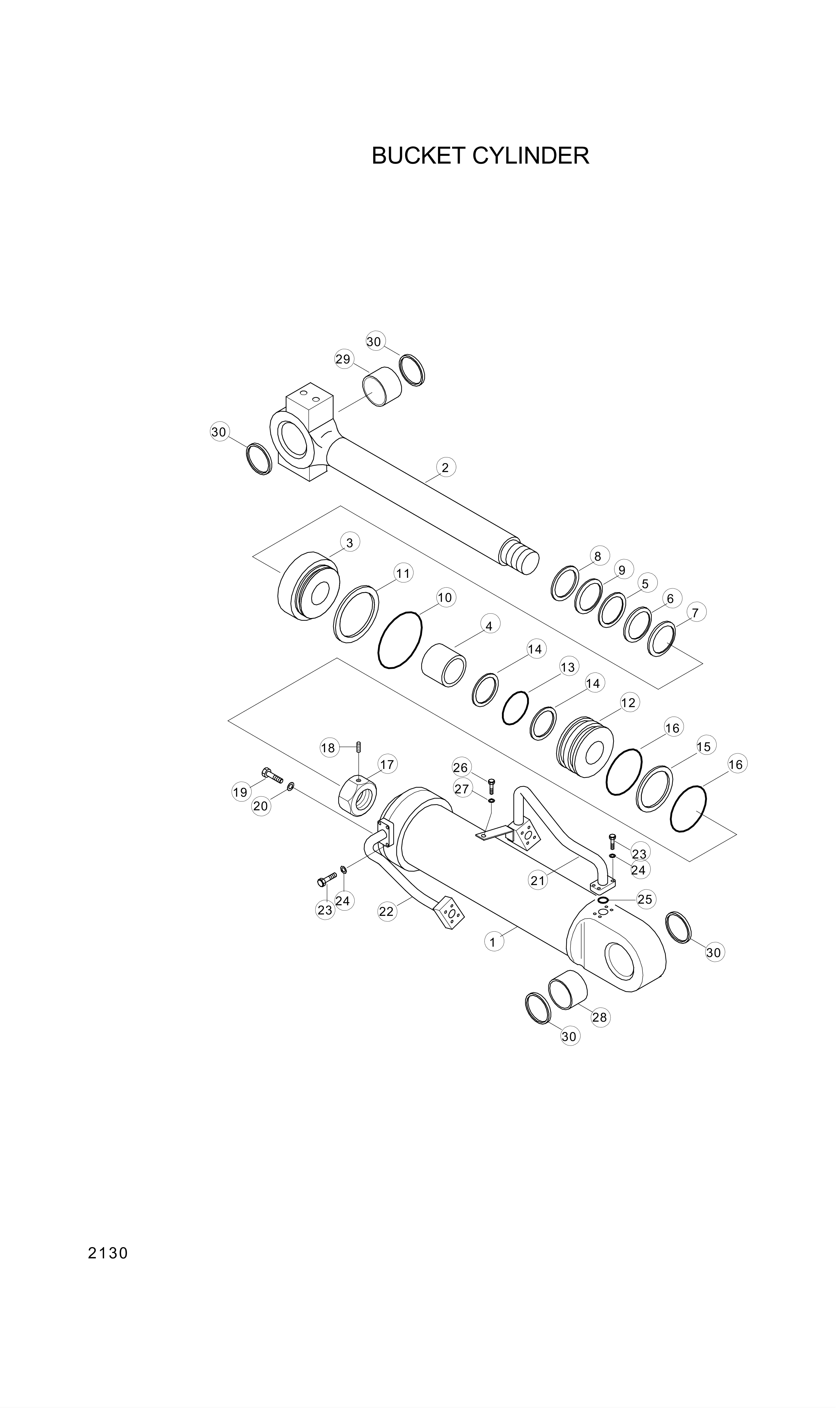 Technical drawing of Hyundai Construction Equipment 31Y2-02870S TUBE ASSY-CYL with dimensions and layout