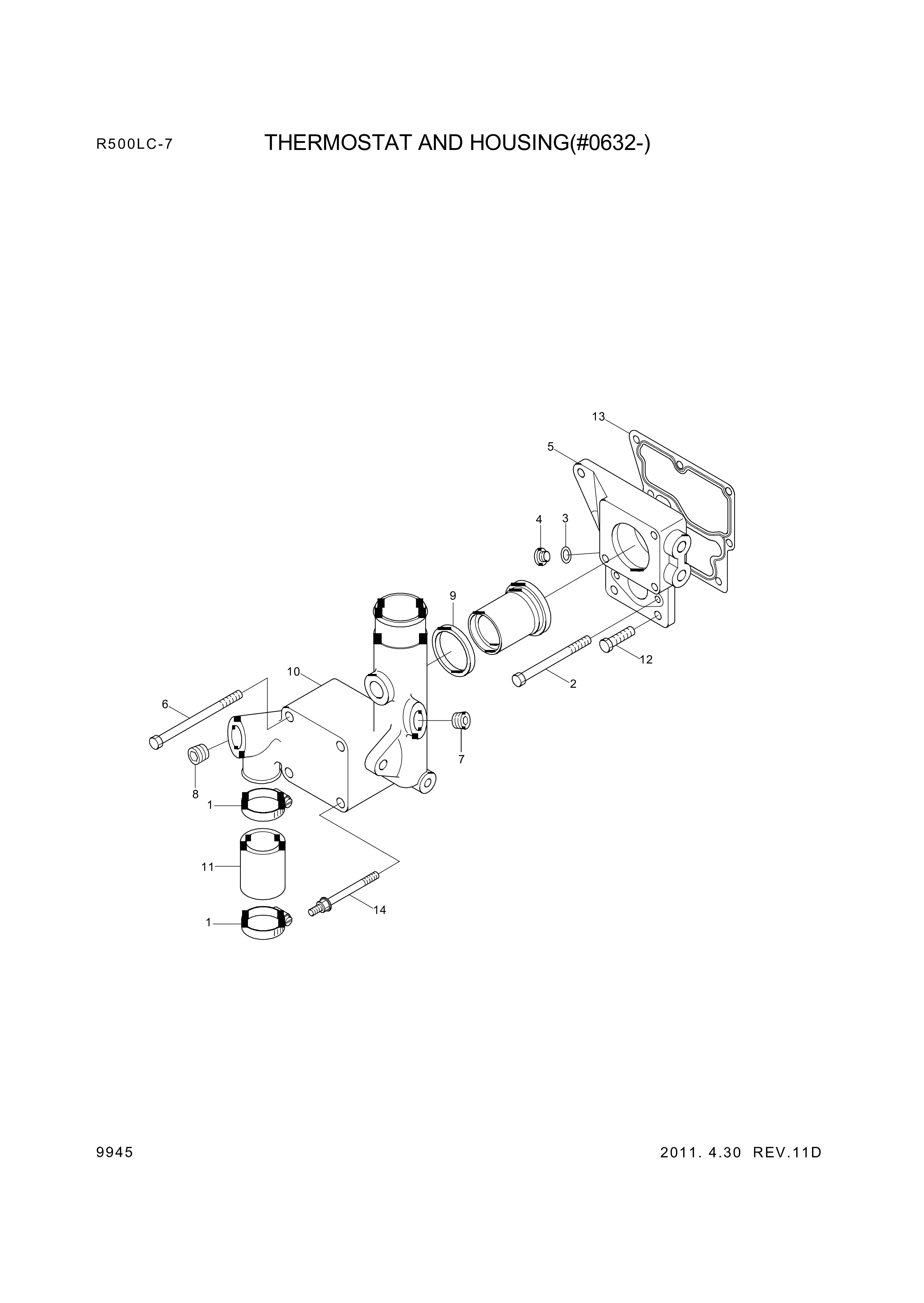 Technical drawing of Hyundai Construction Equipment YUBP-04609 SCREW-HEX with dimensions and layout (figure 3)