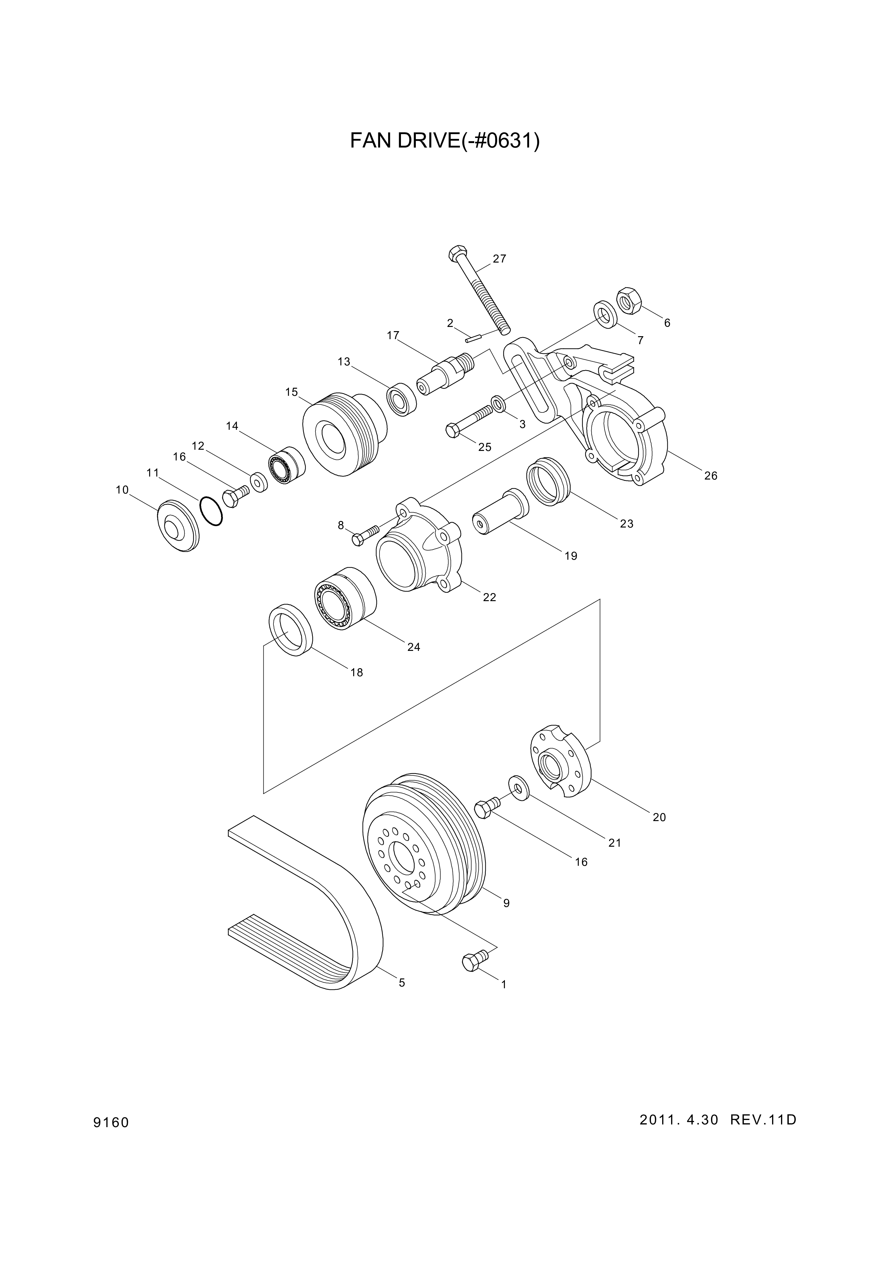 drawing for Hyundai Construction Equipment YUBP-05013 - SHAFT-IDLE