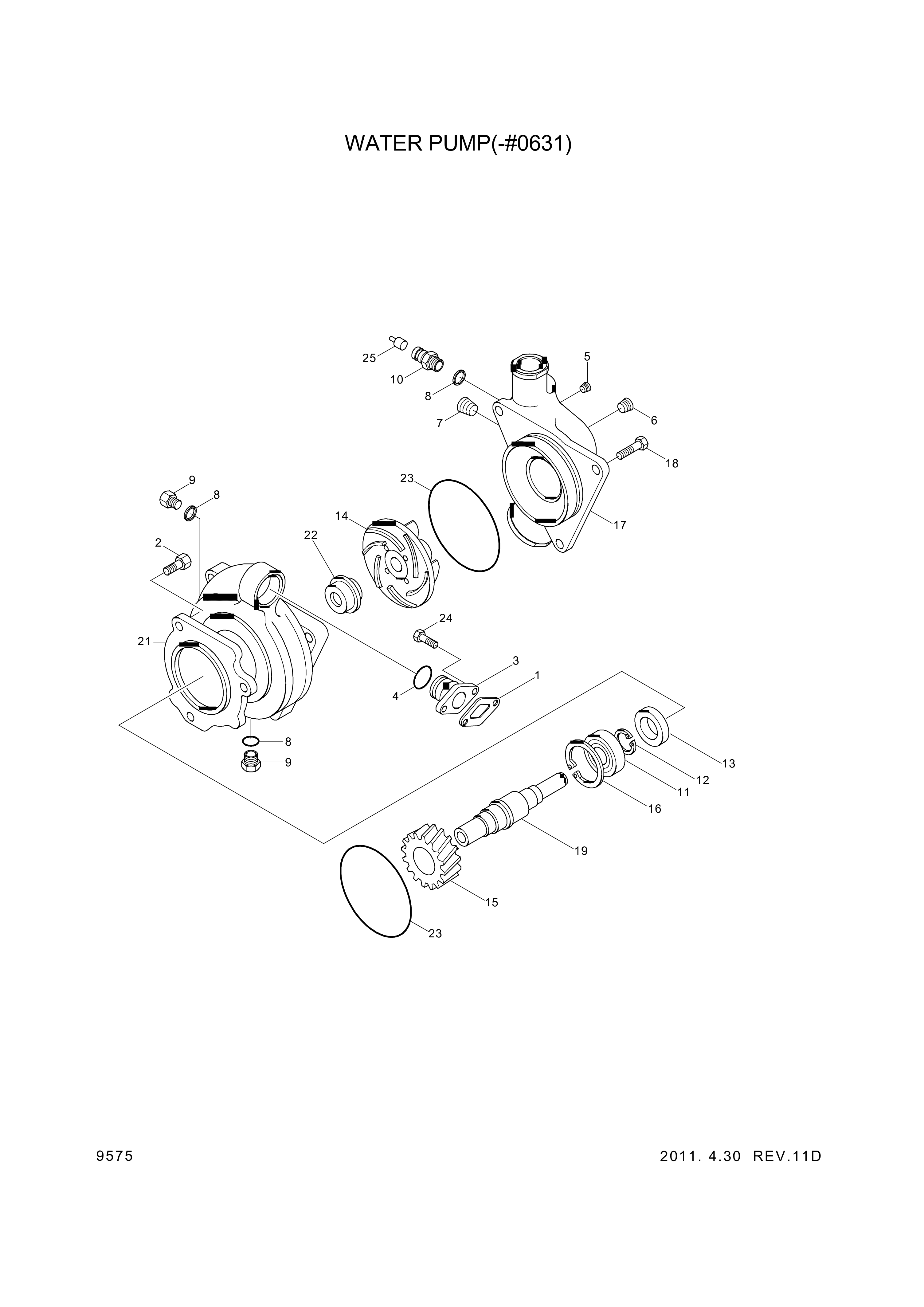 drawing for Hyundai Construction Equipment YUBP-06136 - PUMP ASSY-WATER