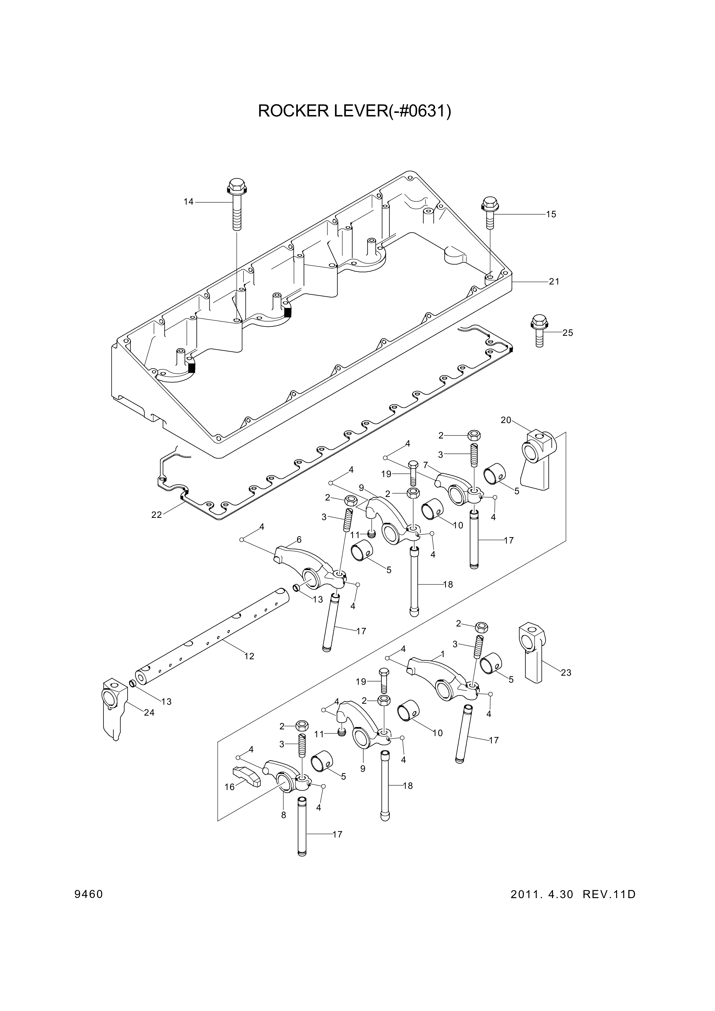 drawing for Hyundai Construction Equipment YUBP-05432 - SHAFT-ROCKERLEVER