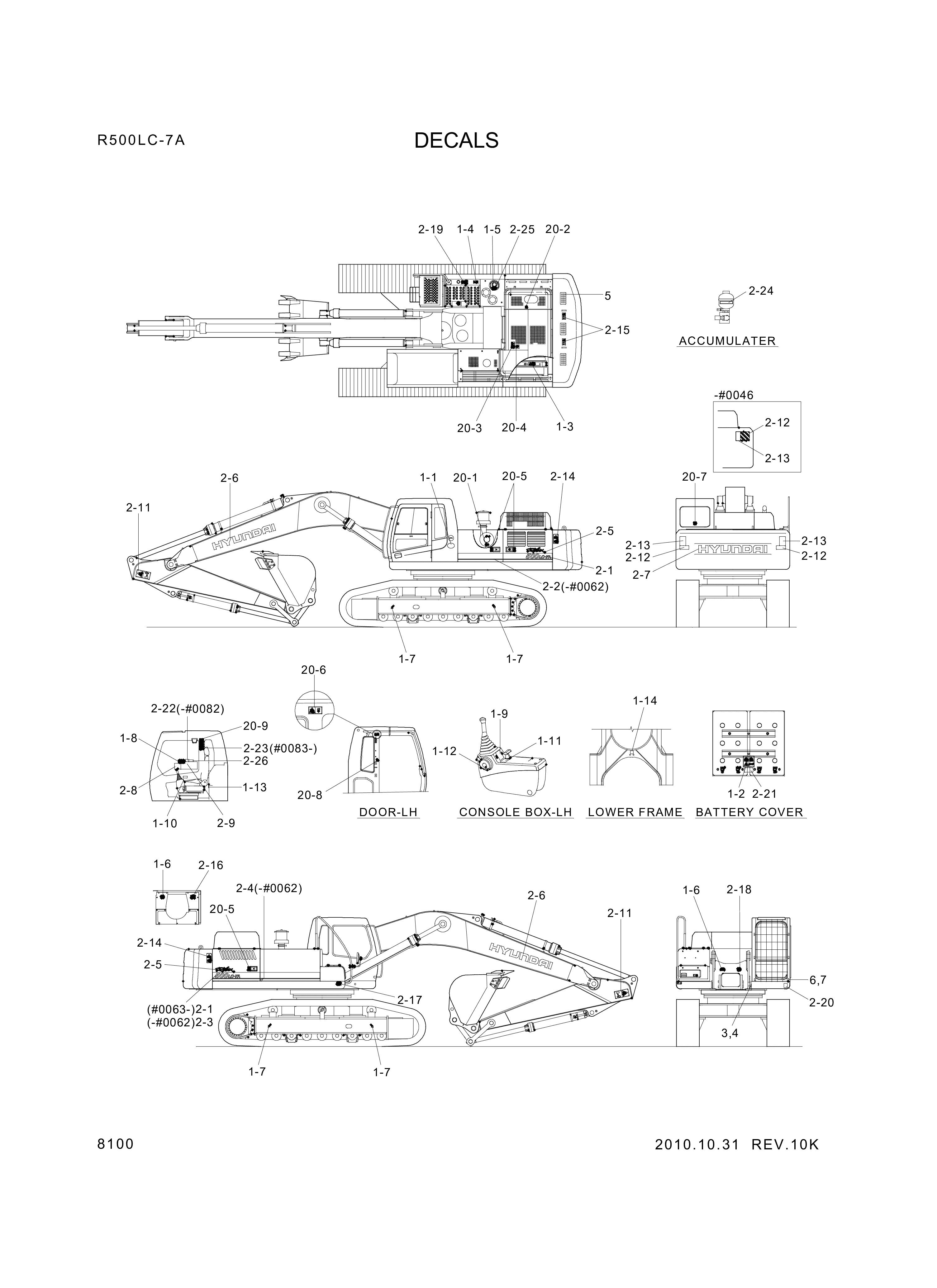 drawing for Hyundai Construction Equipment 93NB-05100 - DECAL KIT-LIFT CHART