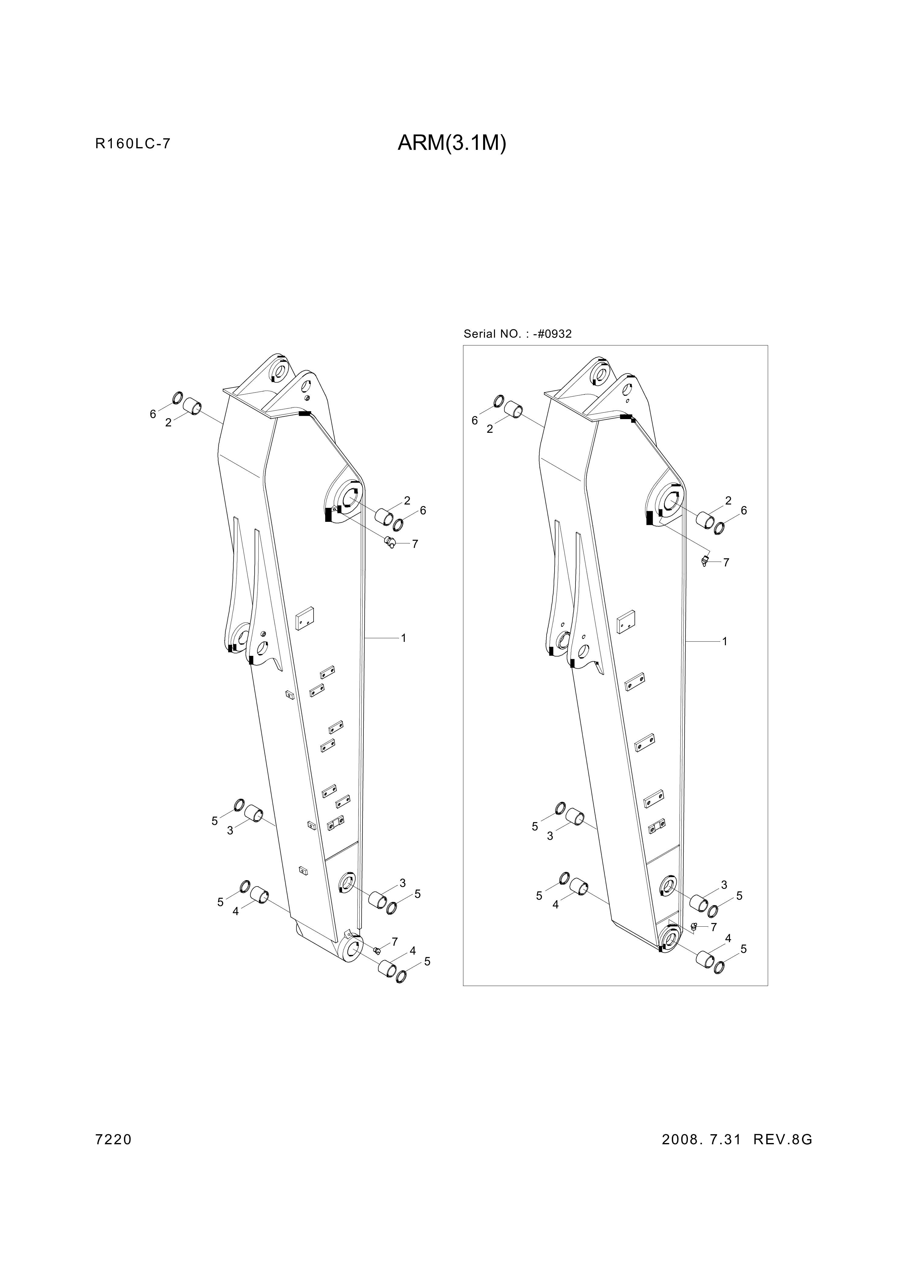 Technical drawing of Hyundai Construction Equipment 61EN-12330 BUSHING-BRONZE with dimensions and layout
