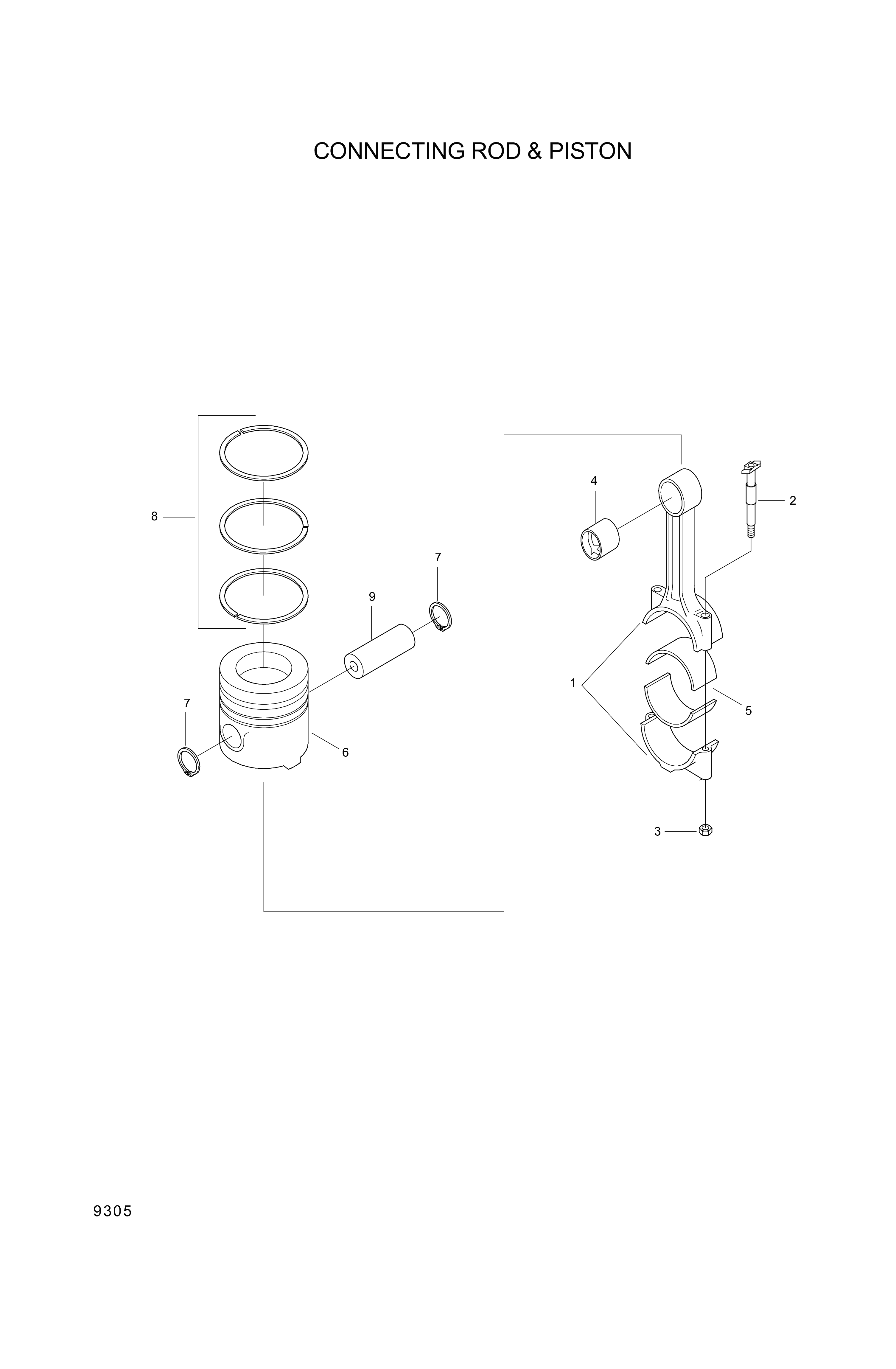 Technical drawing of Hyundai Construction Equipment YUBP-07023 RING SET-PISTON with dimensions and layout