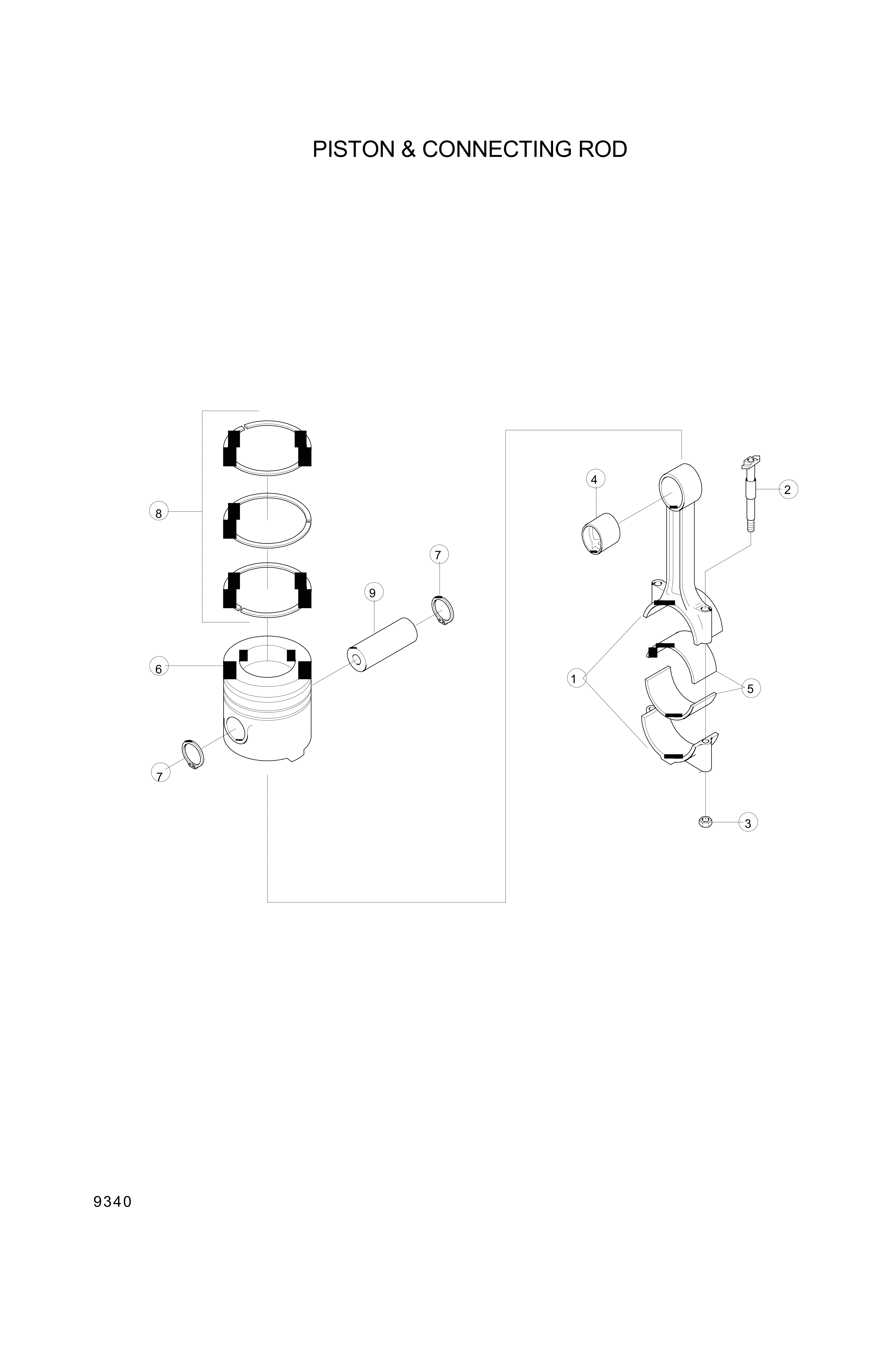 Technical drawing of Hyundai Construction Equipment YUBP-07023 RING SET-PISTON with dimensions and layout (figure 2)
