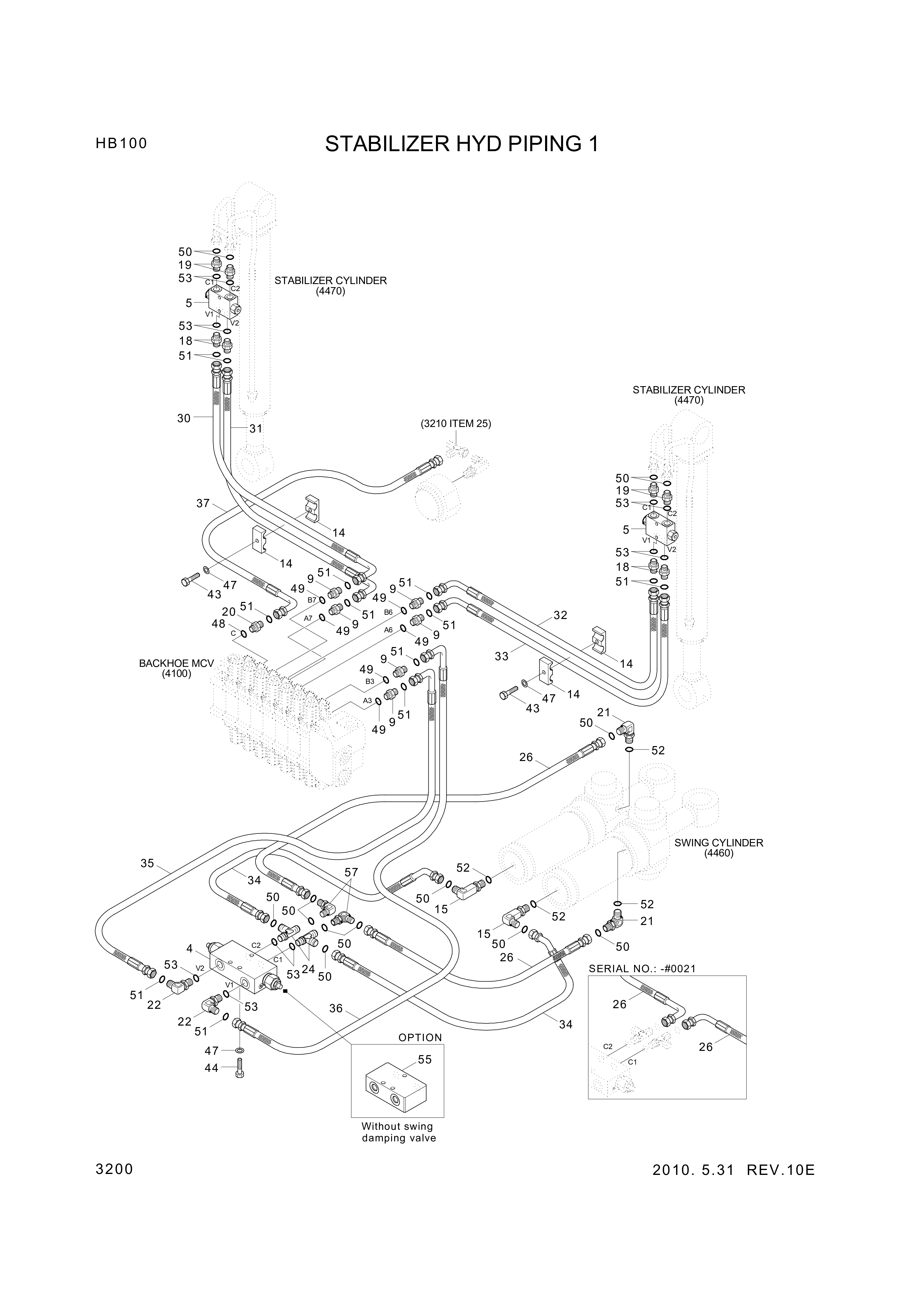 Technical drawing of Hyundai Construction Equipment P930-066027 HOSE ASSY-ORFS&amp;THD with dimensions and layout