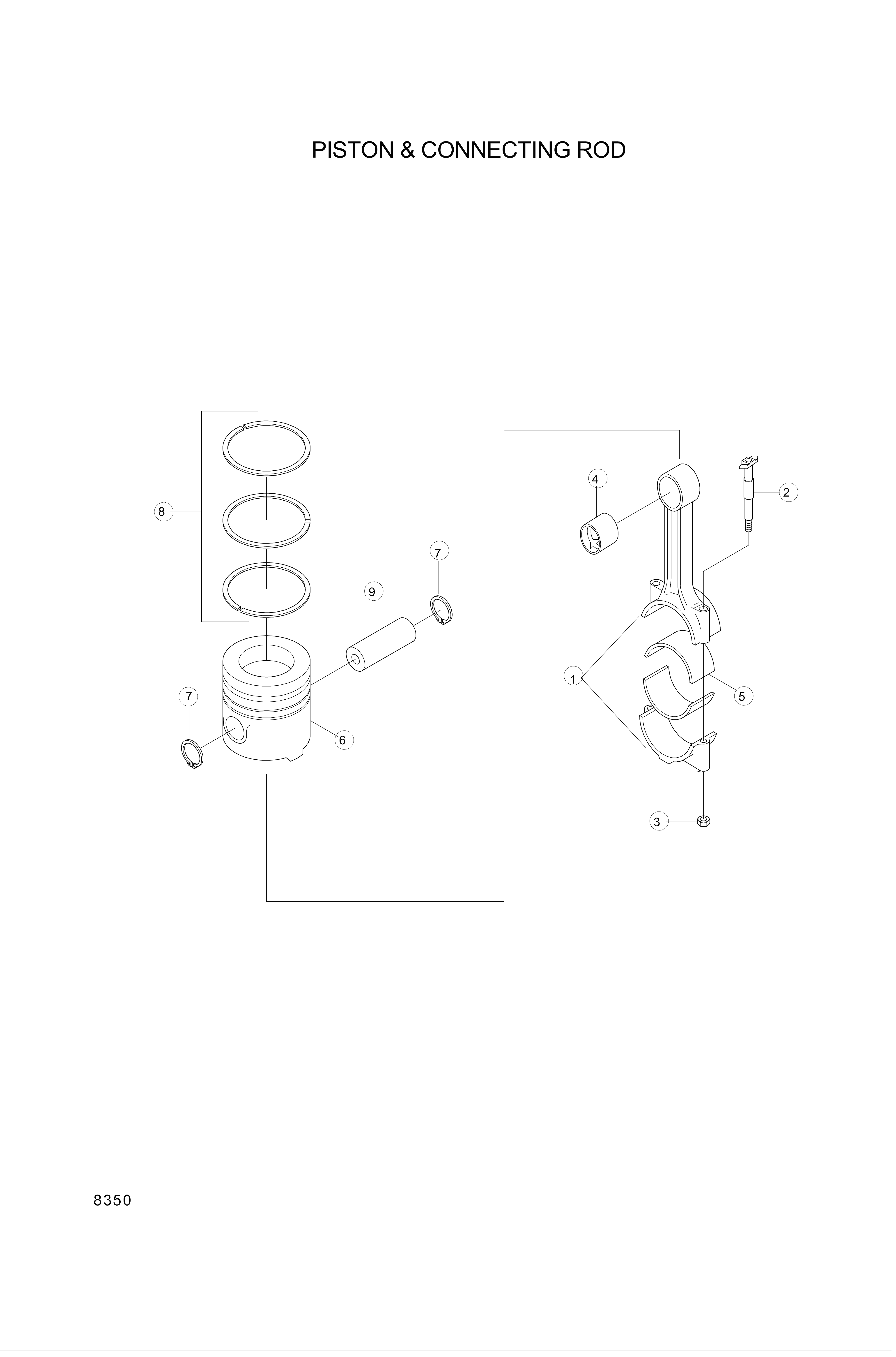 Technical drawing of Hyundai Construction Equipment YUBP-07023 RING SET-PISTON with dimensions and layout (figure 3)
